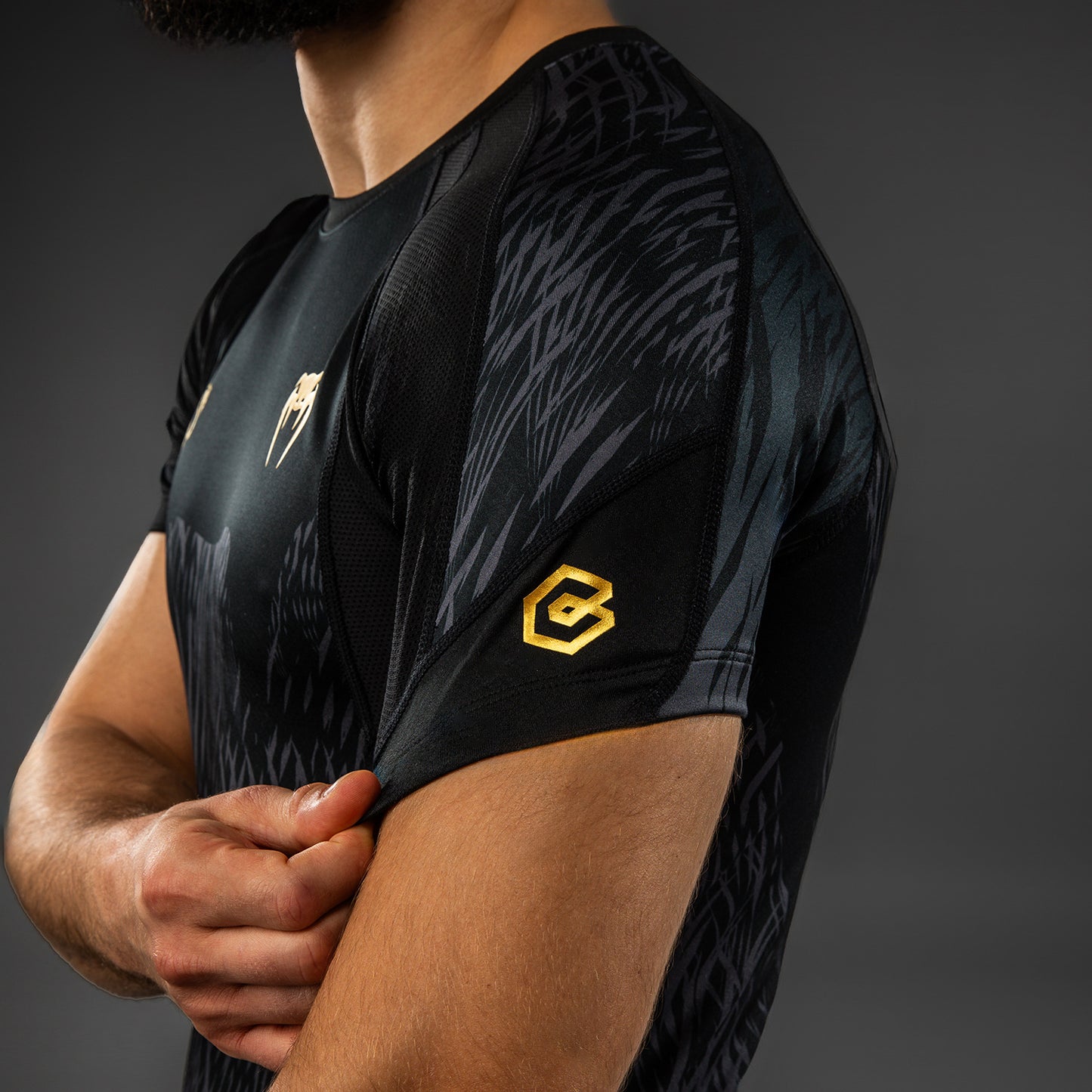 Venum x Chimaev Kurzarm Rashguard - Schwarz/Grau