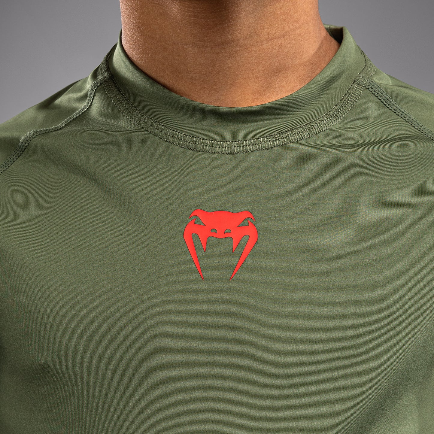 Venum Contender Kinder Rashguards Kurze Ärmel - Armeegrün/Orange