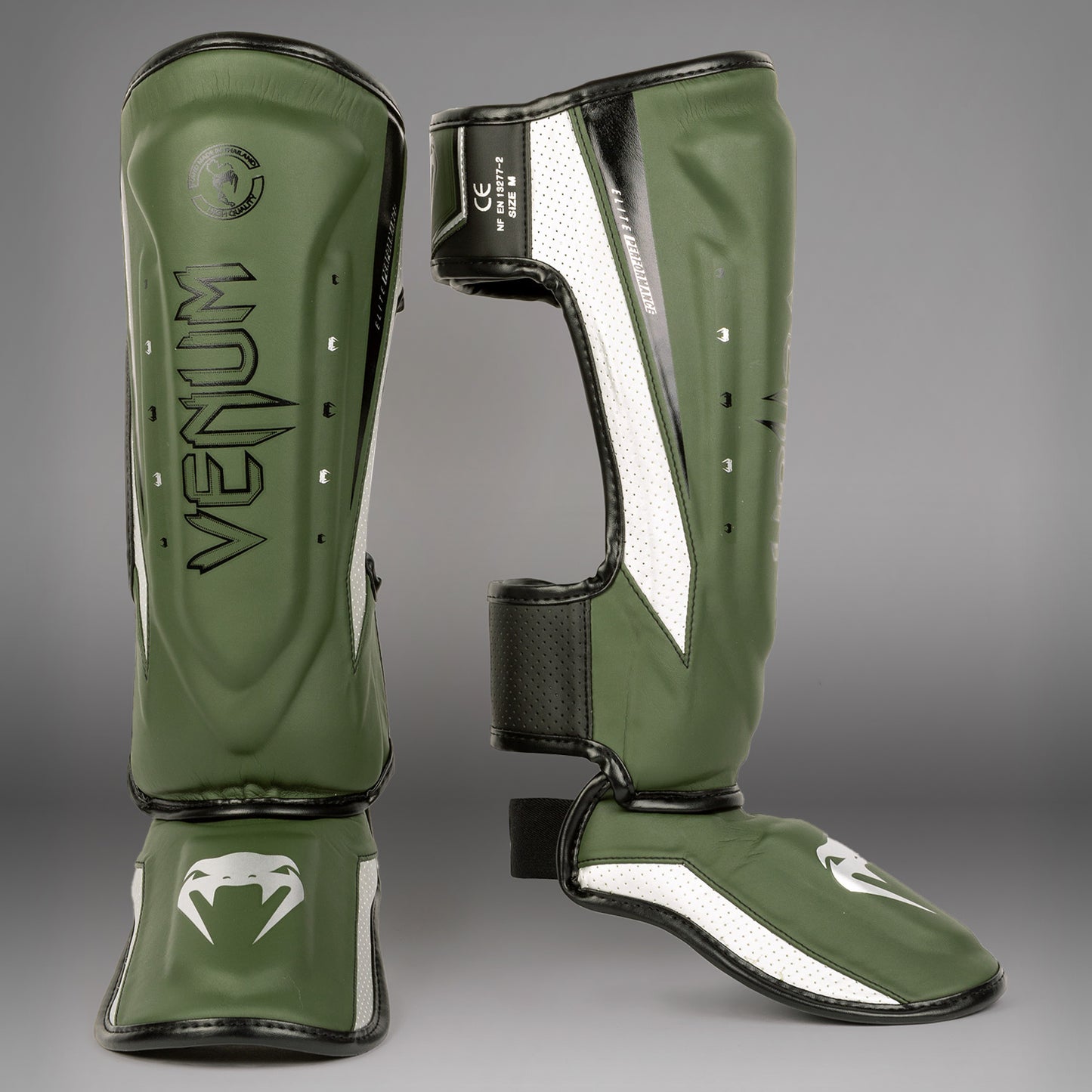 Venum Elite Evo Schienbeinschoner - Khaki / Silber