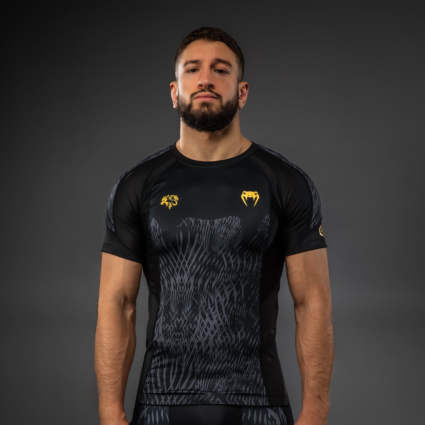 Venum x Chimaev Kurzarm Rashguard - Schwarz/Grau