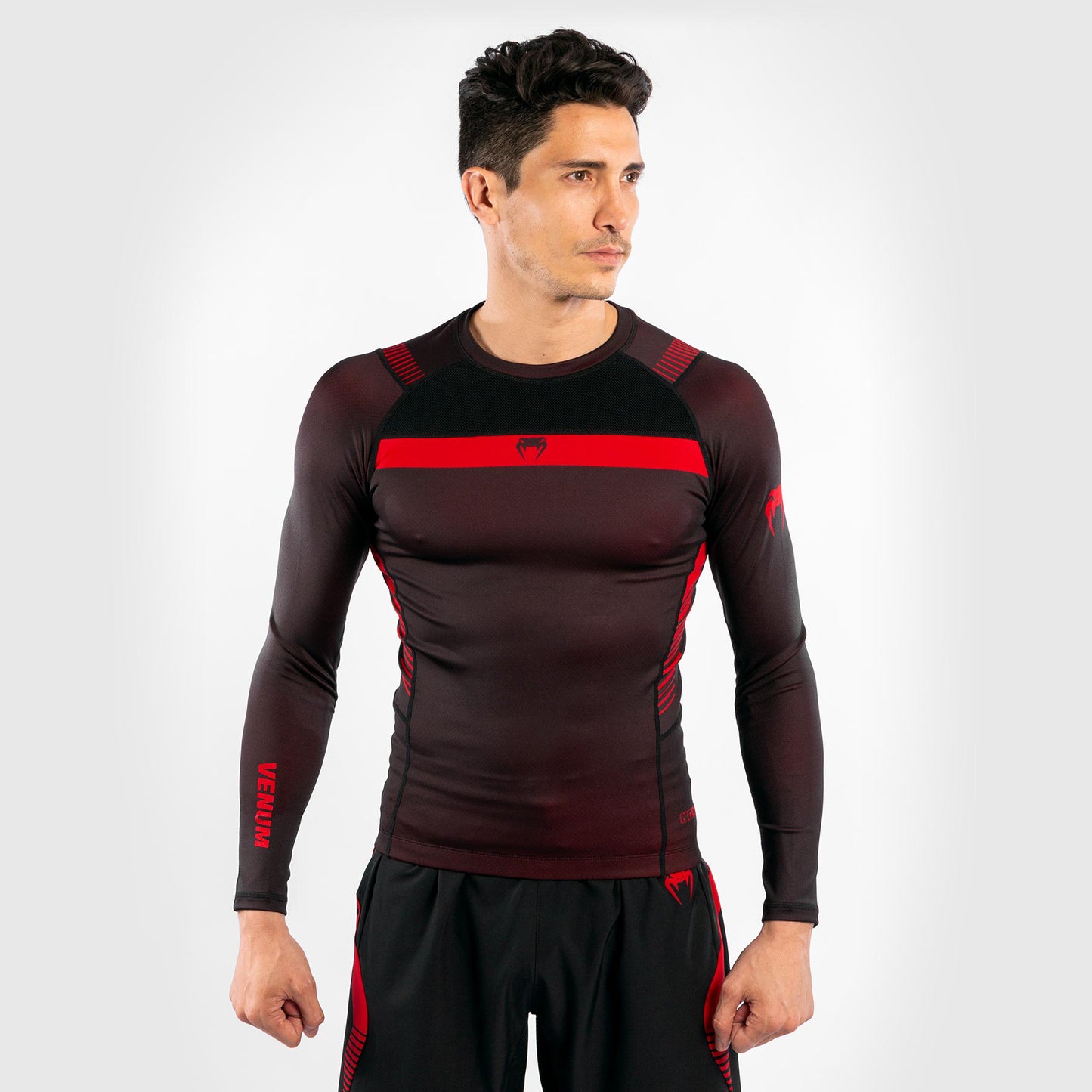 Venum No Gi 3.0 Kompressions-T-Shirt – Langarm - Schwarz/Rot