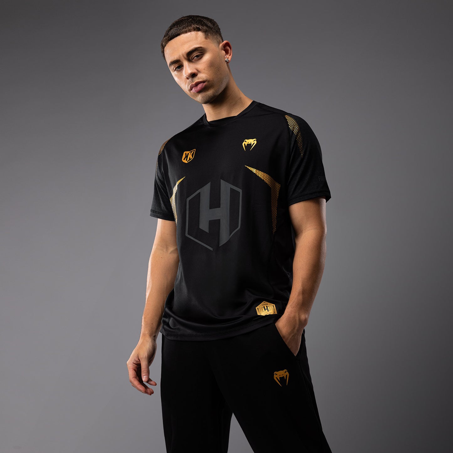 FK x Venum Hexagone MMA T-Shirt - Schwarz/Gold