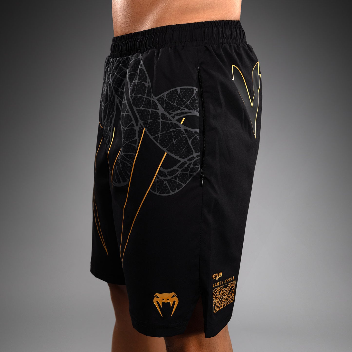 Venum Serpenti Trainingsshorts – Schwarz/Silber/Gold
