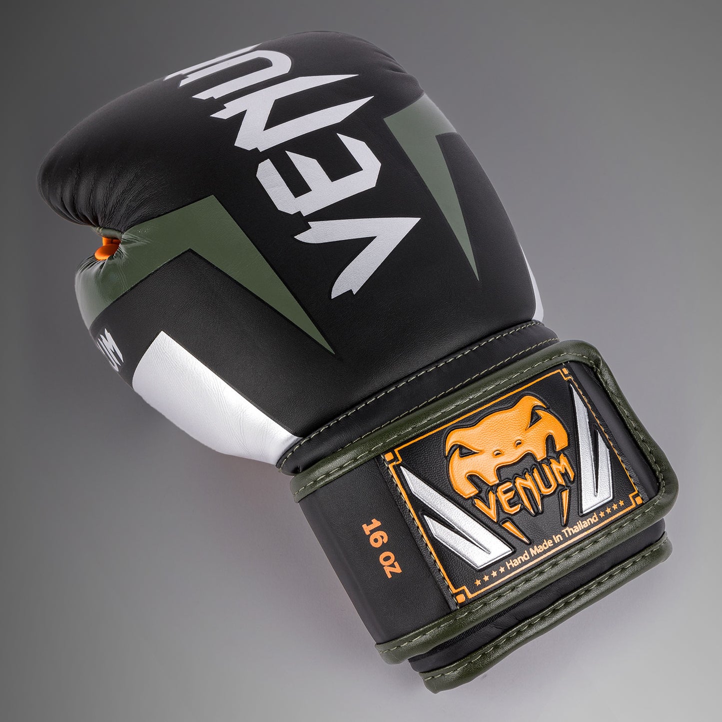 Venum Elite Boxhandschuhe - Schwarz/Silber/Kaki