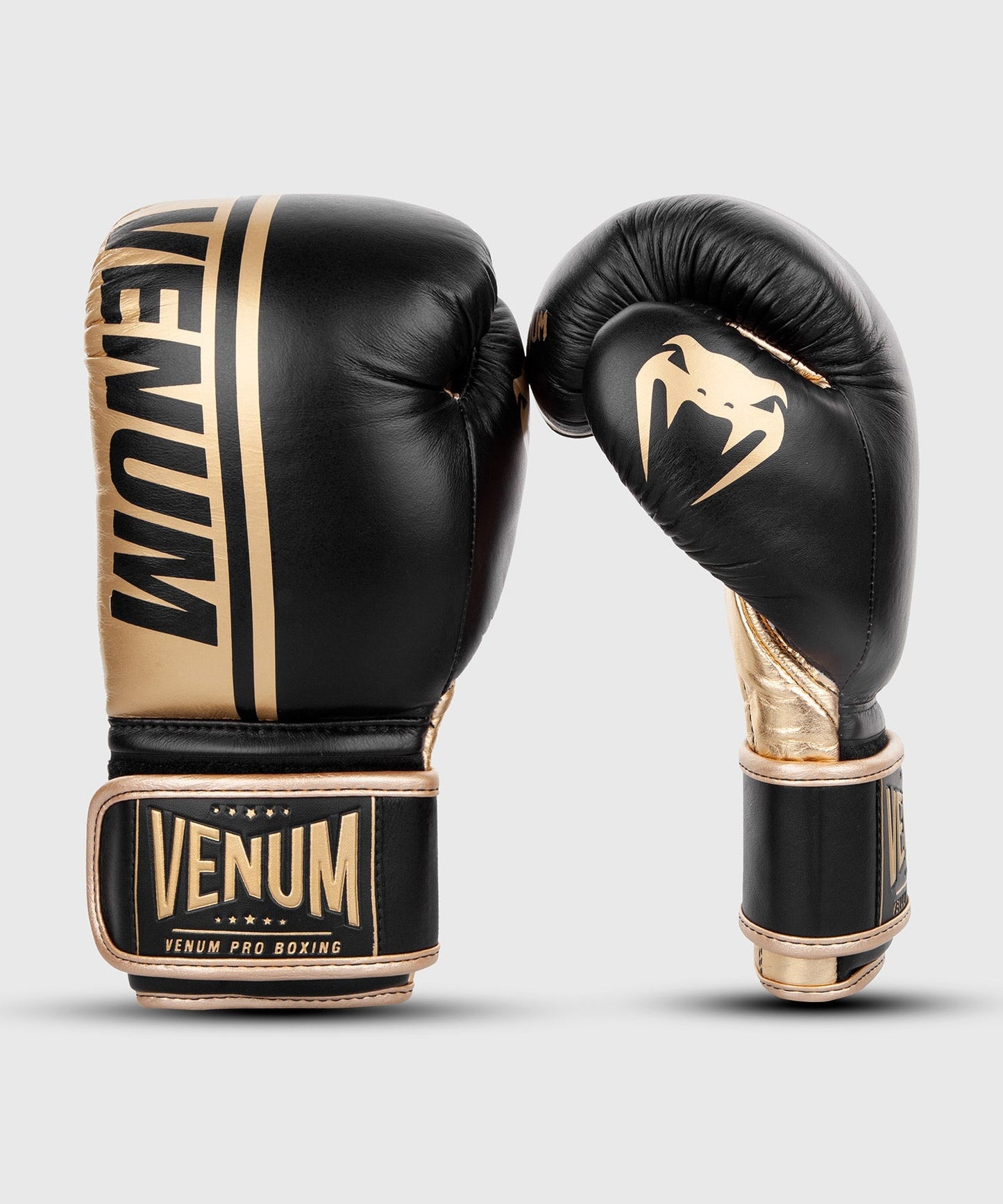 Venum Shield professionelle Boxhandschuhe - Klettverschluss - Schwarz/Gold