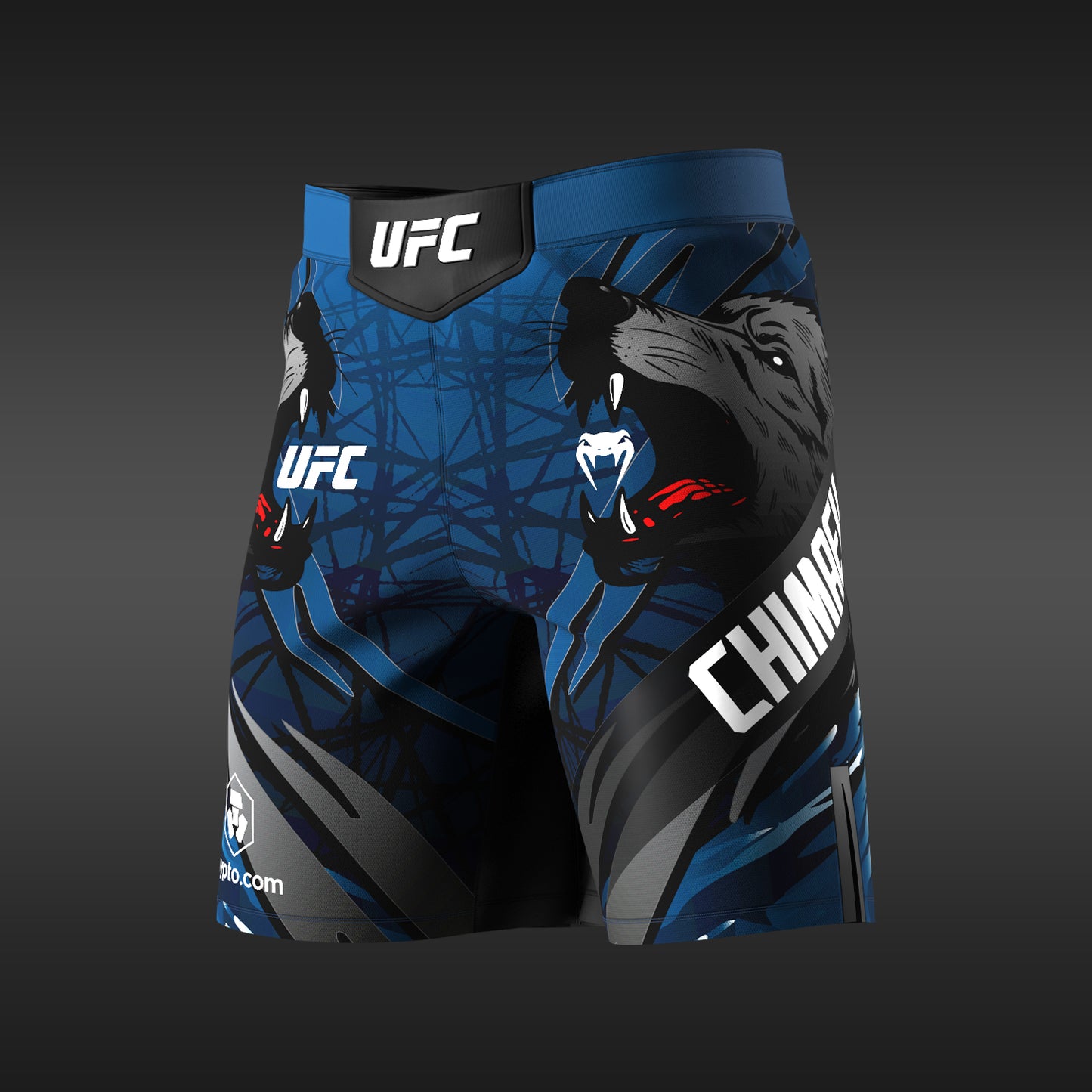 UFC Unrivaled by Venum Khamzat Chimaev Herren-Kampfshorts mit langer Passform – Blau