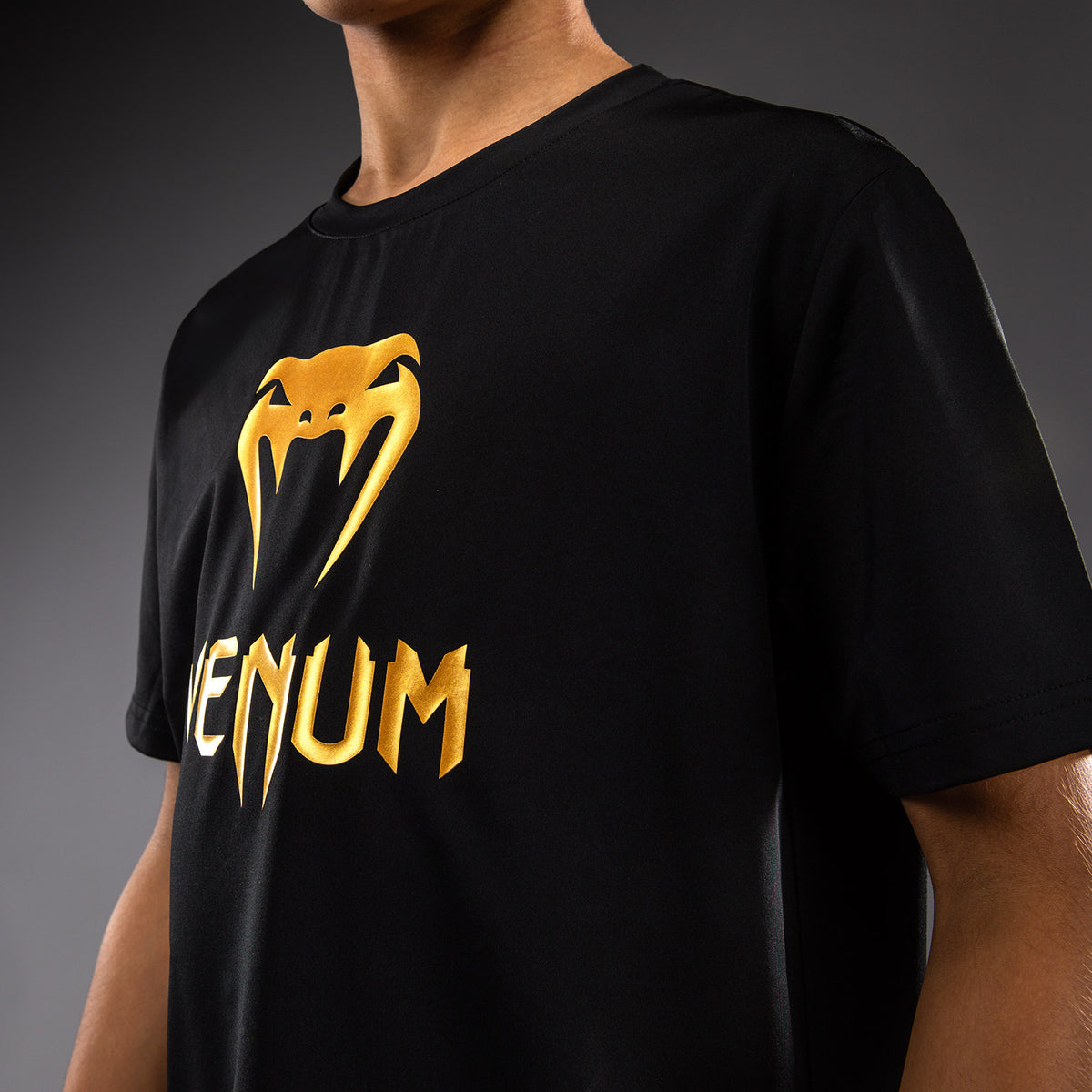 Venum Classic Dry Tech T-Shirt für Kinder - Schwarz/Gold