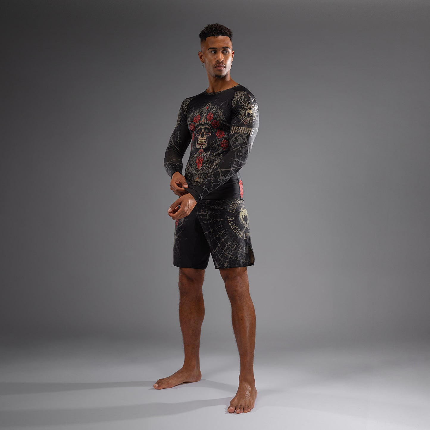 Venum Santa Muerte 5.0 Herren Langarm Rashguard - Tiefes Schwarz/Gold