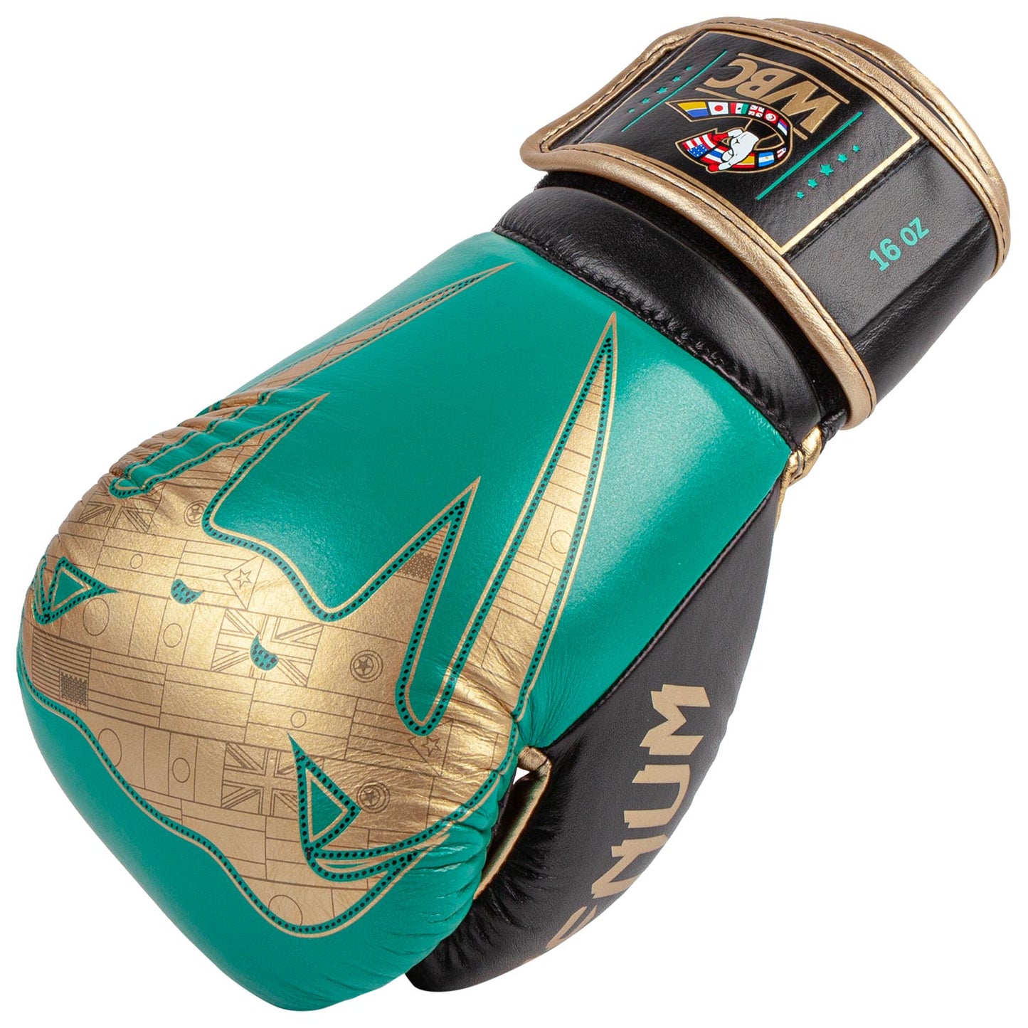 Venum Giant 2.0 professionelle Boxhandschuhe - WBC limitierte Auflage - Klettverschluss - Metallicgrün/Gold