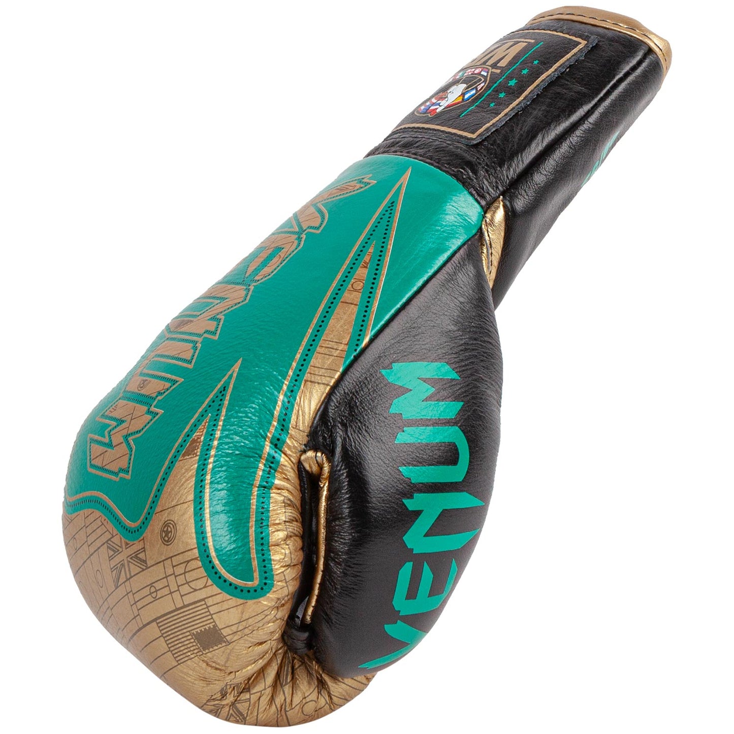 Venum HAMMER professionelle Boxhandschuhe - WBC limitierte Auflage - MIT SCHNÜRUNG - Metallicgrün/Gold