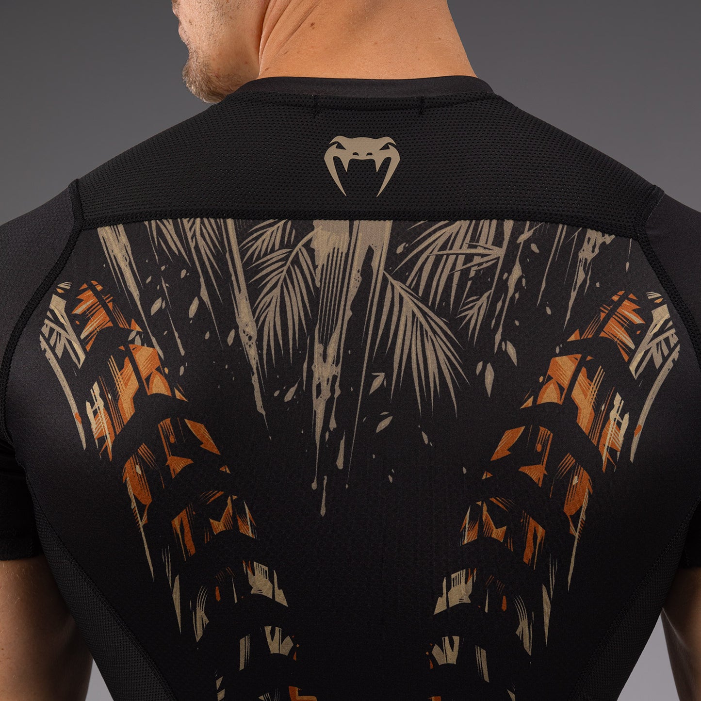 Venum Tiger Herren Kurzarm Rashguard - Schwarz/Neonorange