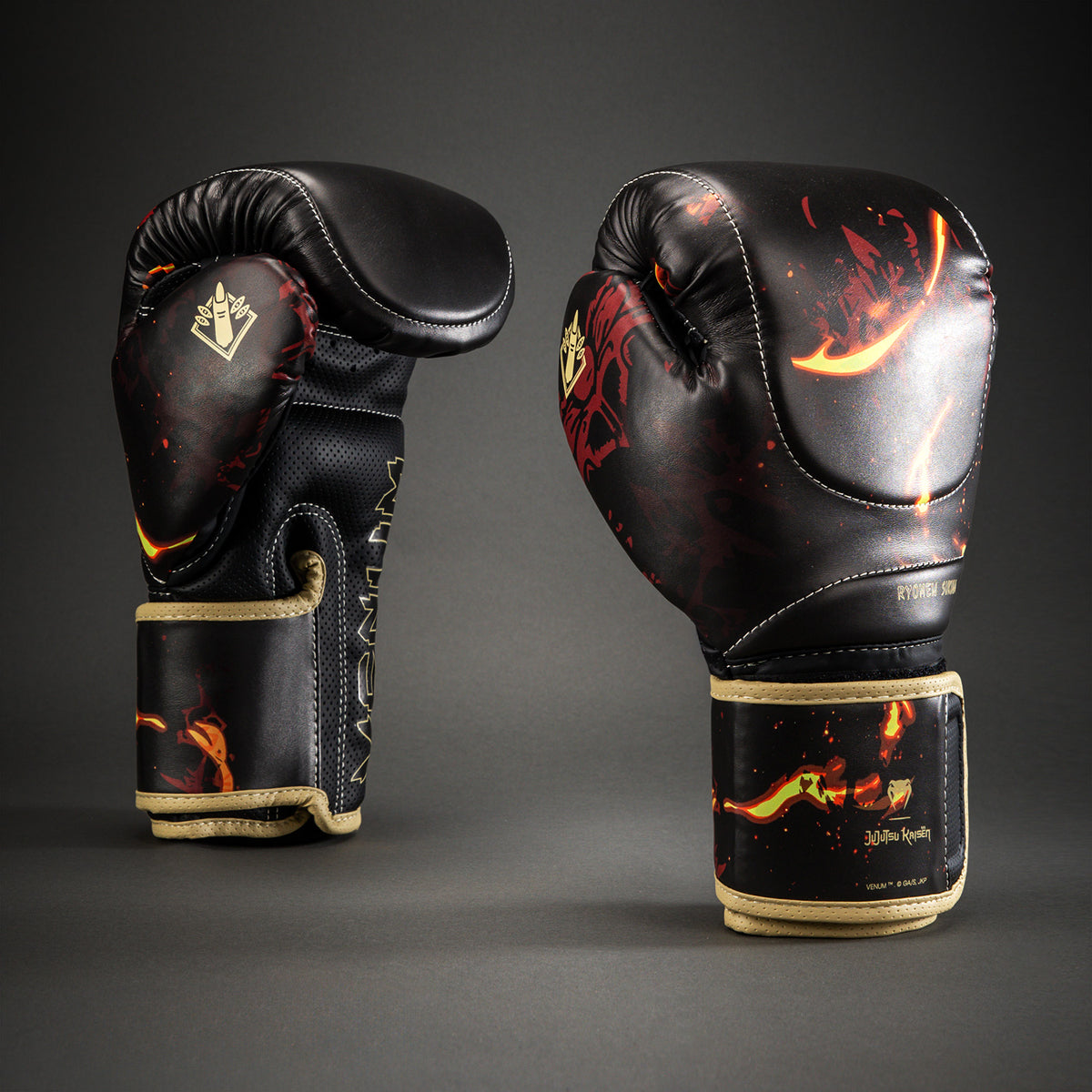 Jujutsu Kaisen x Venum Sukuna Impact Evo Boxhandschuhe – Schwarz/Hellbeige