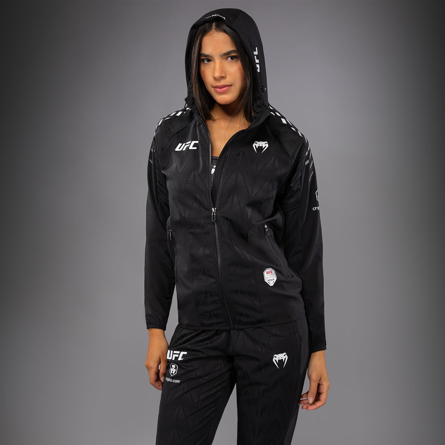 UFC Zenith by Venum Authentic Fight Night Kapuzenjacke Damen Personalisiert - Schwarz