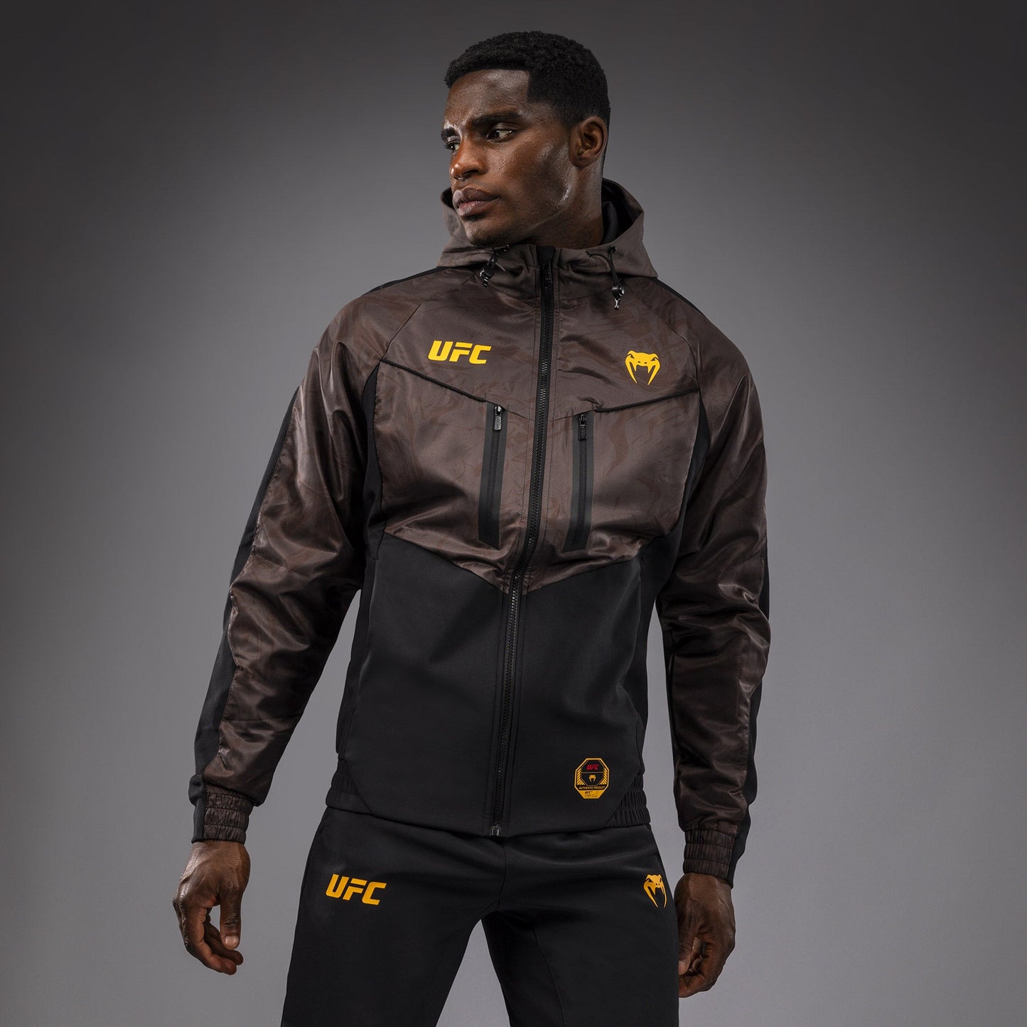 UFC Fusion by Venum Fight Week Herren Zip Hoodie - Erdiges Braun