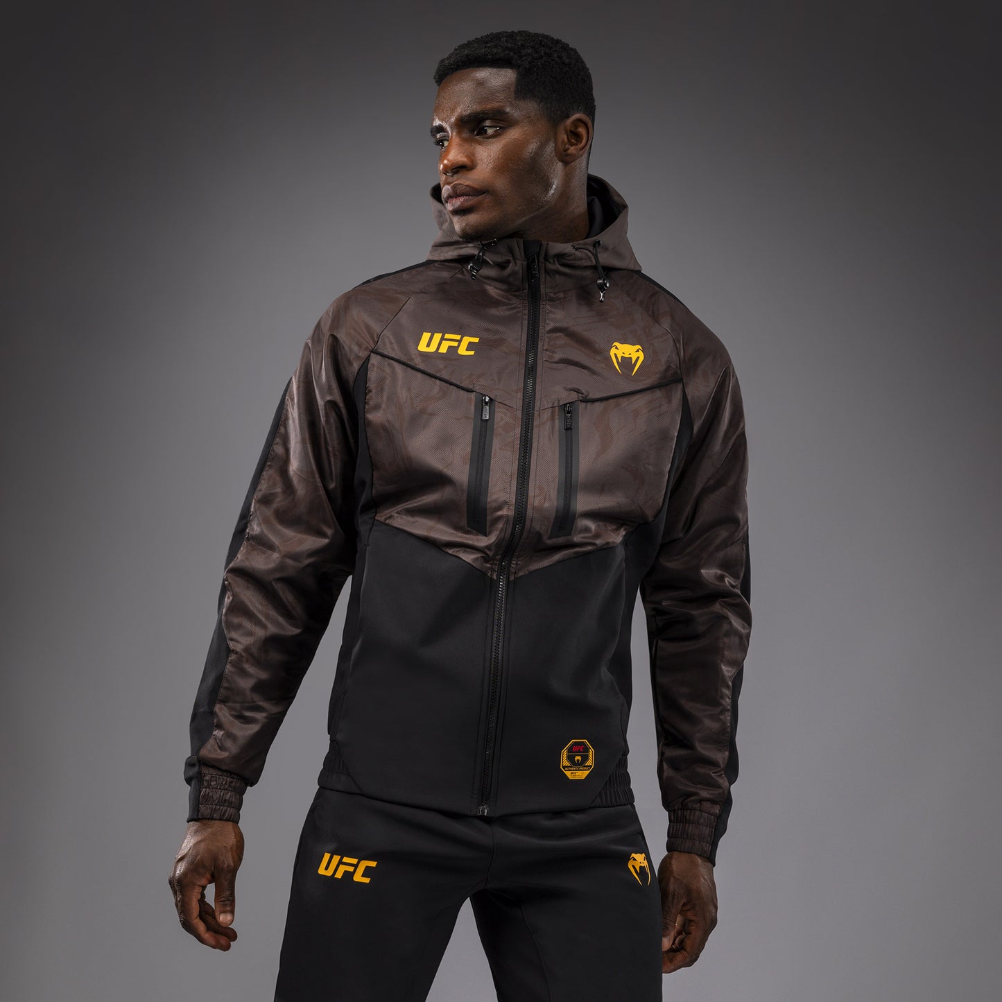 UFC Fusion by Venum Fight Week Herren Zip Hoodie - Erdiges Braun