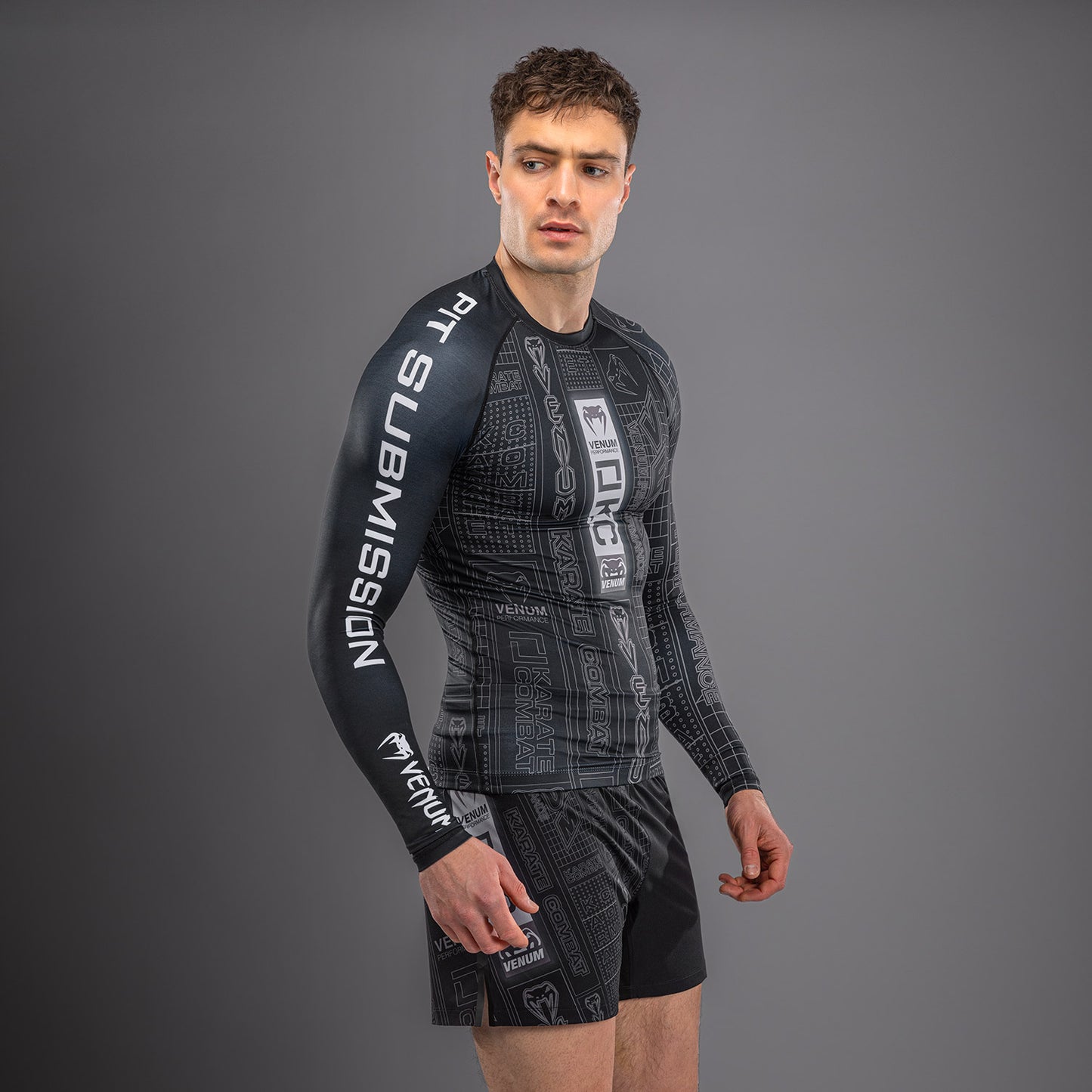 Karate Combat by Venum Langarm Rashguard – Schwarz/Grau