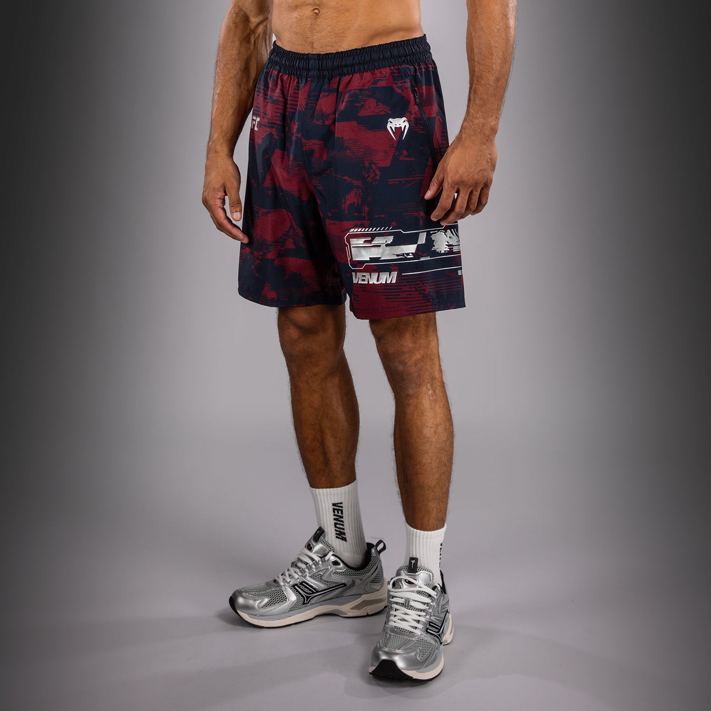 UFC Zenith by Venum Authentic Fight Week Performance Short Herren - Marineblau/Burgunderrot/Silber