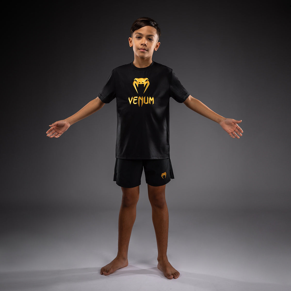 Venum Classic Dry Tech T-Shirt für Kinder - Schwarz/Gold