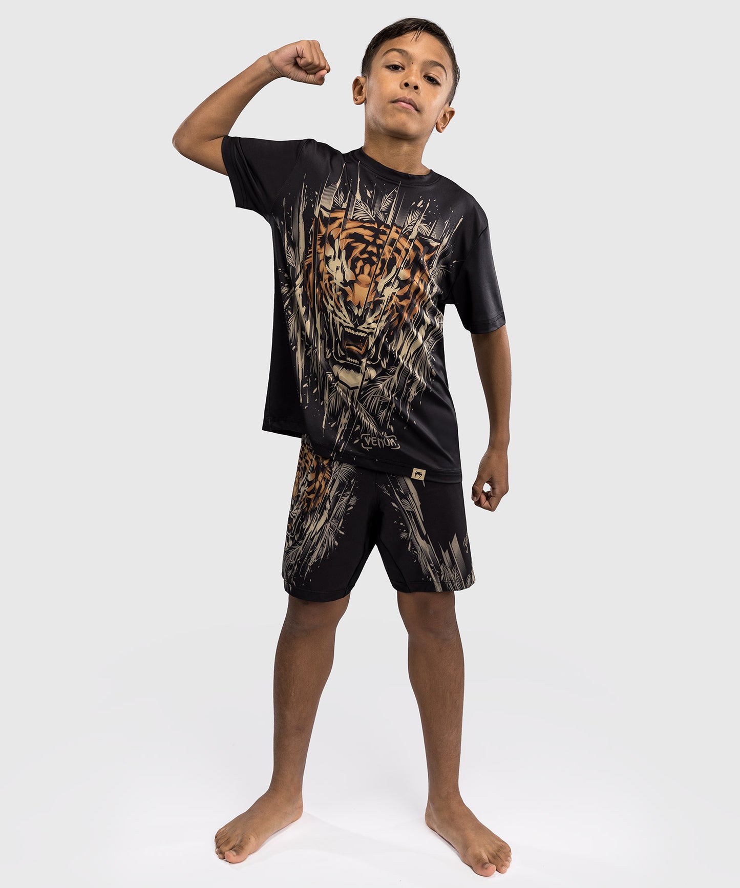 Venum Tiger Kinder Dry Tech T-Shirt - Schwarz/Neon Orange