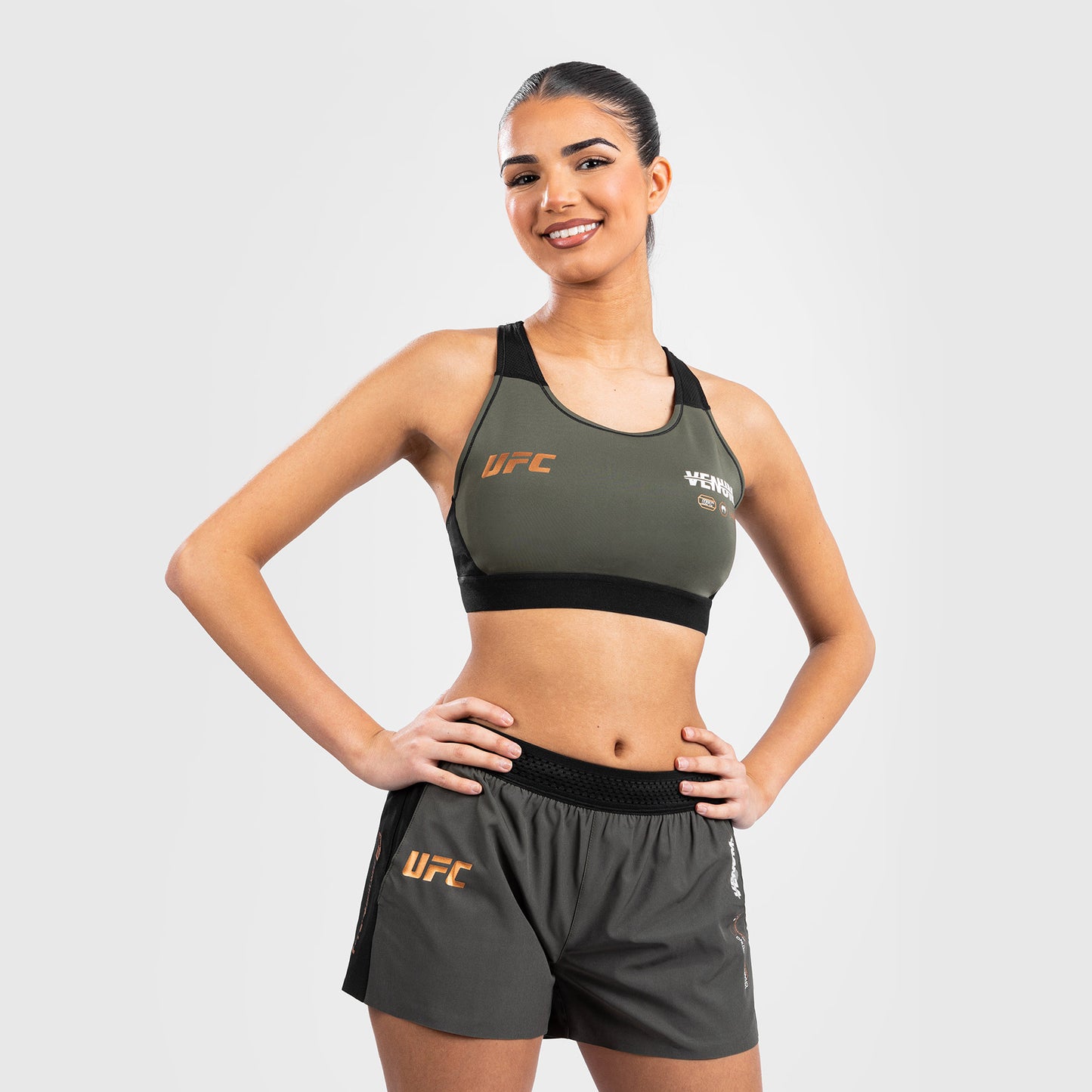 UFC Adrenaline by Venum Fight Week Sport-BH für Frauen - Khaki/Bronze