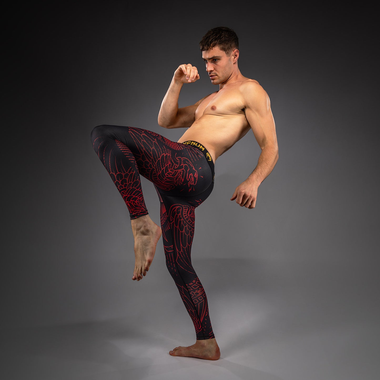 Venum Quetzal Fury Spats - Schwarz/Fury Rot/ Tangerine