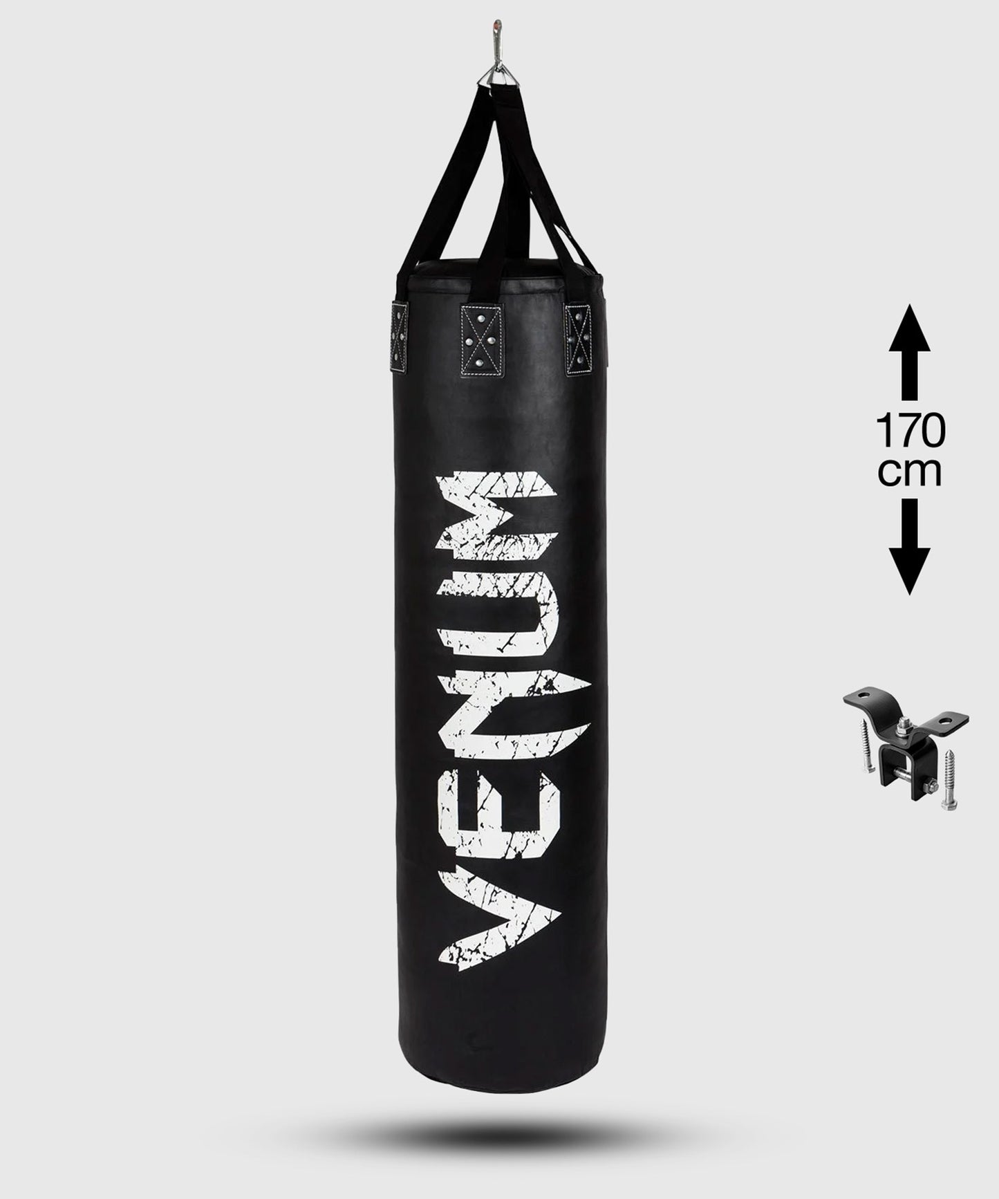 Venum Challenger Boxsack + Deckenhaken - Schwarz/Weiß - 170 cm - Gefüllt