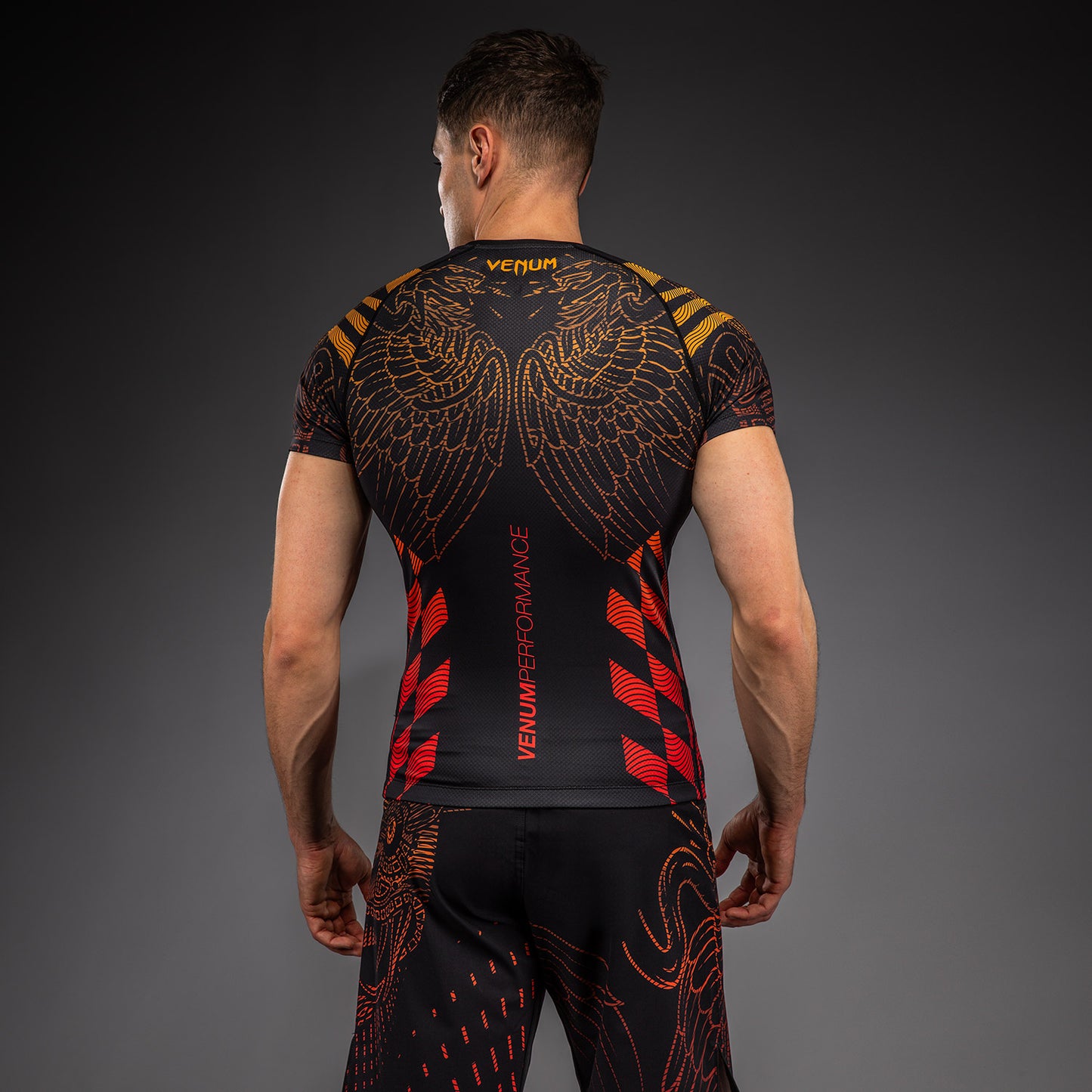 Venum Quetzal Fury Kurzarm Rashguard - Schwarz/Fury Rot/Tangerine