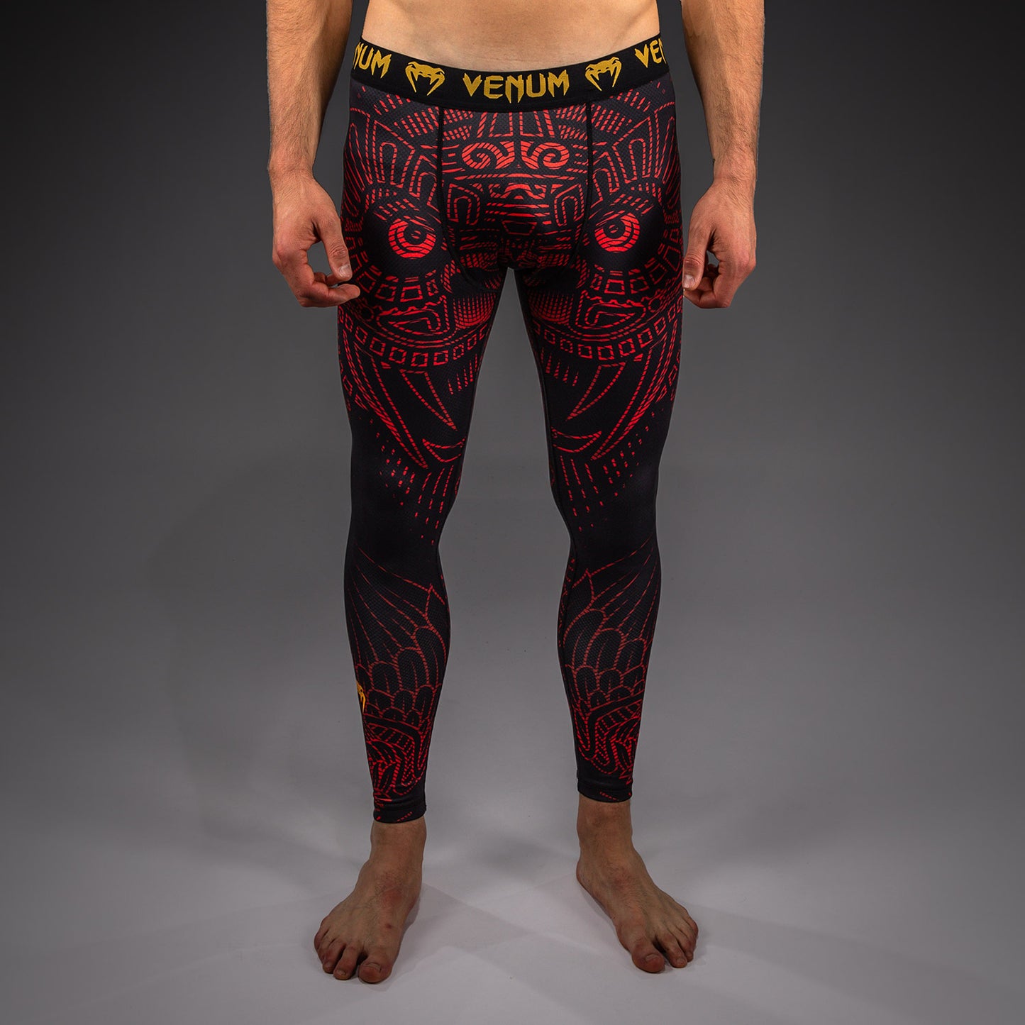 Venum Quetzal Fury Spats - Schwarz/Fury Rot/ Tangerine