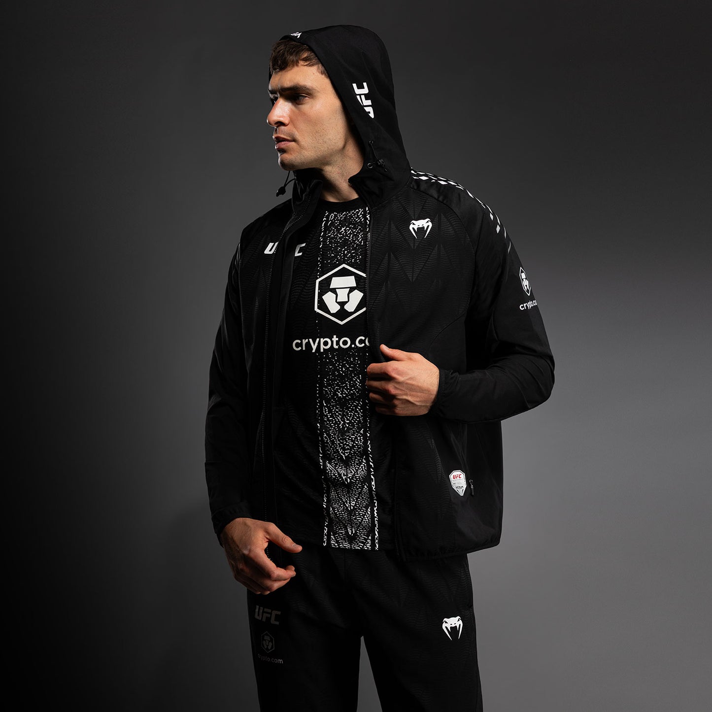 UFC Zenith by Venum Authentic Fight Night Kapuzenjacke Herren Personalisiert - Schwarz
