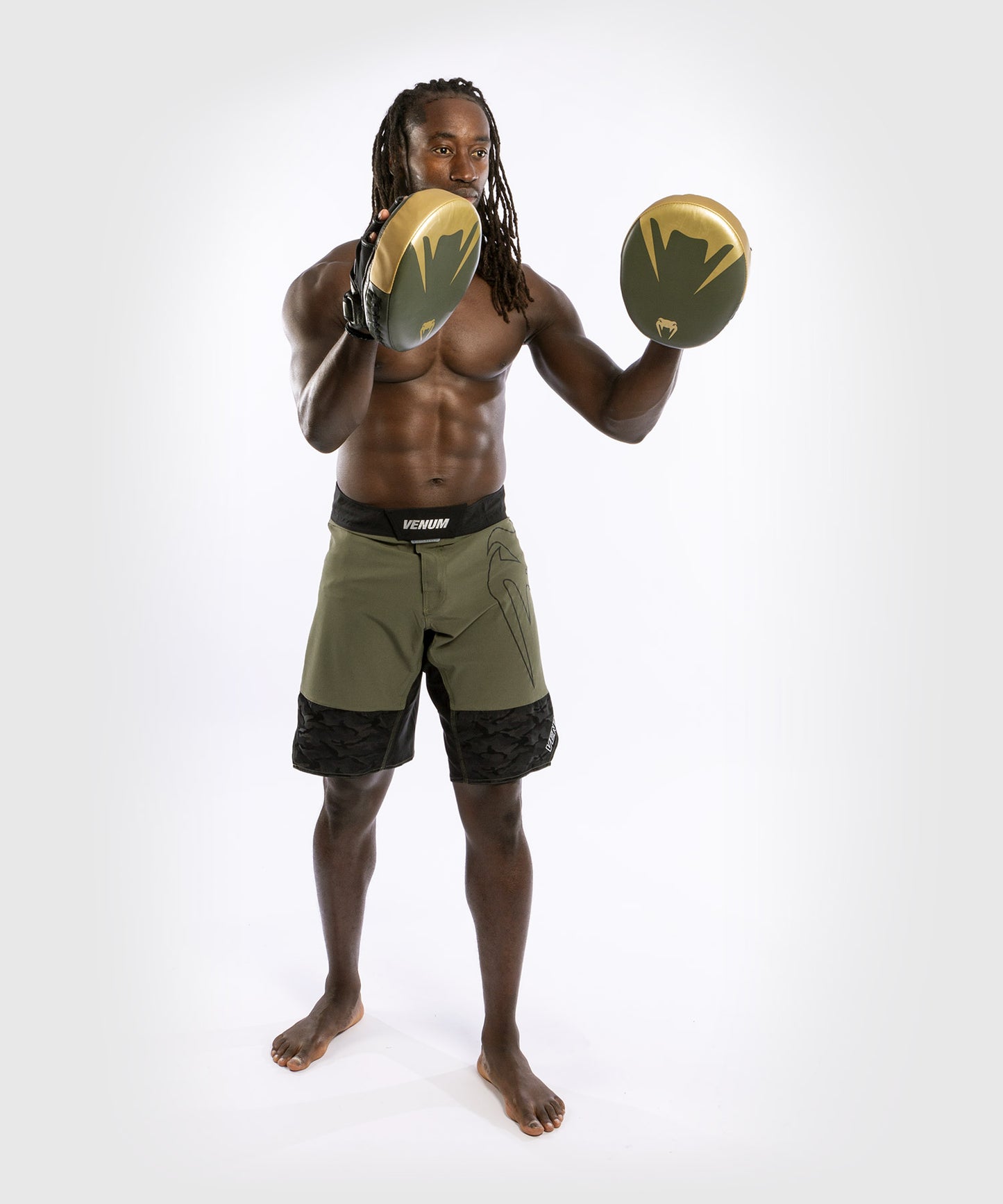 Venum Pro Boxing - Large Punch Mitts (Paar) - Khaki/Gold
