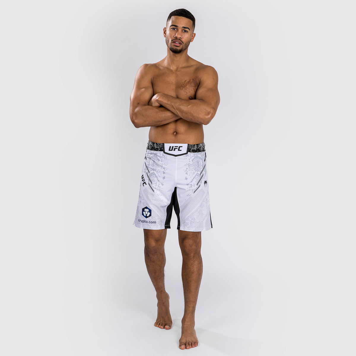 UFC Adrenaline by Venum Personalisierte Authentic Fight Night Herren-Kampfshorts - Lange Passform - Weiß