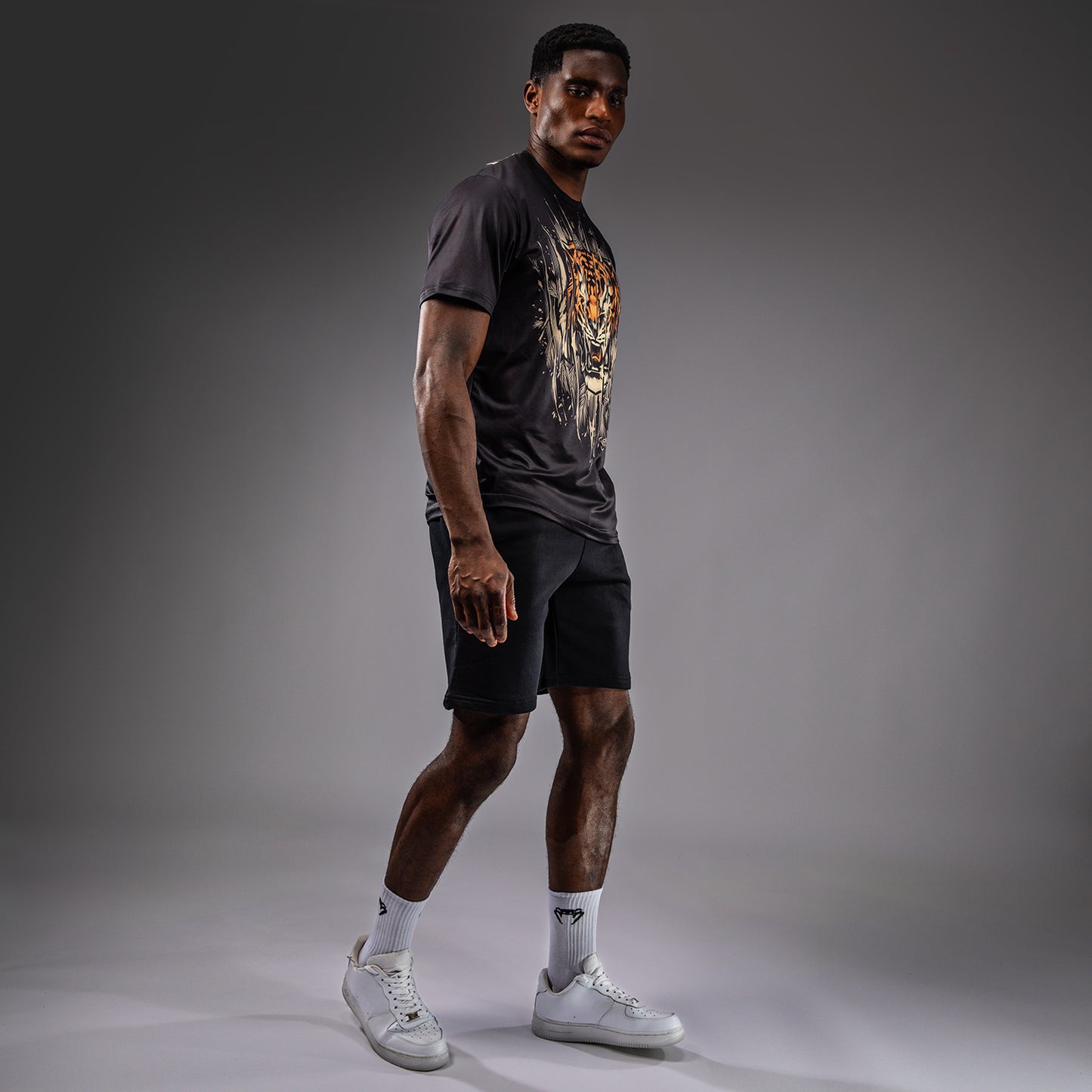 Venum Tiger Herren Dry Tech T-Shirt - Schwarz/Neon Orange