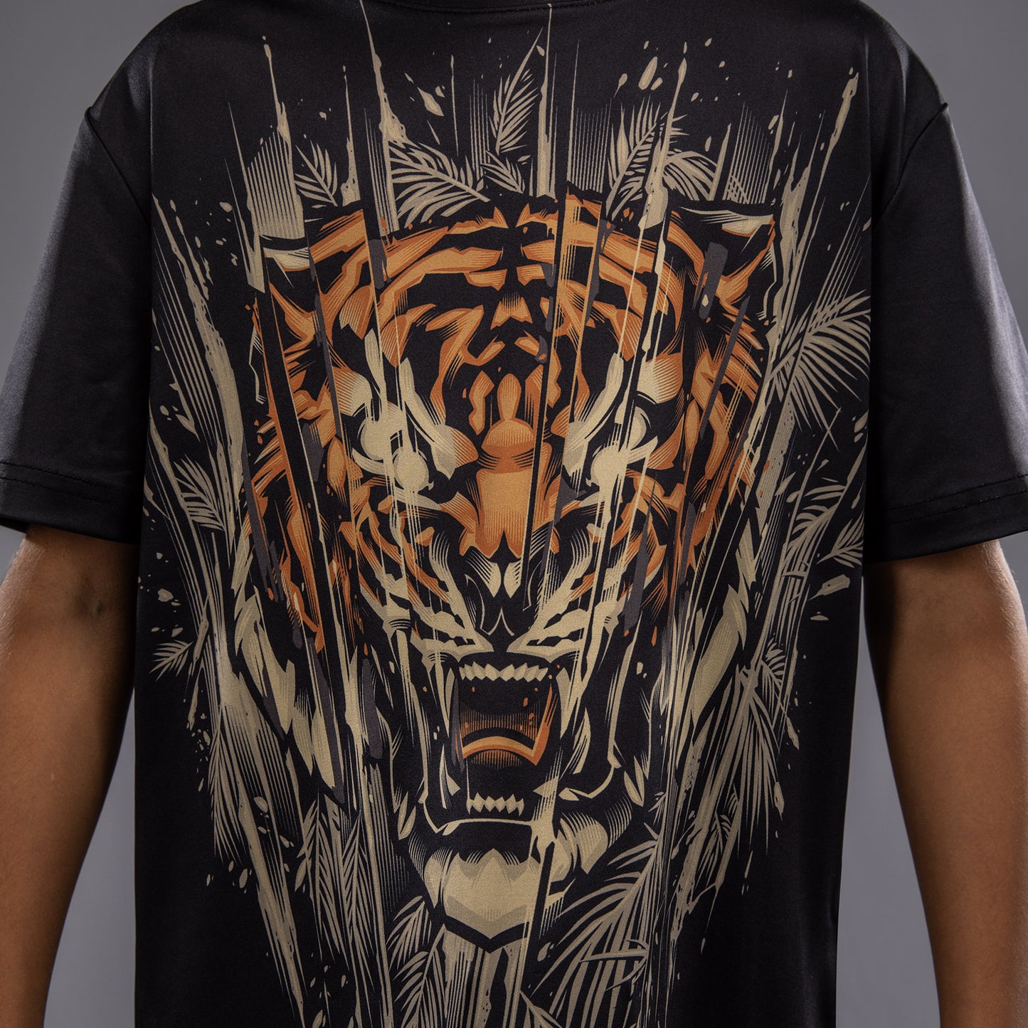 Venum Tiger Kinder Dry Tech T-Shirt - Schwarz/Neon Orange