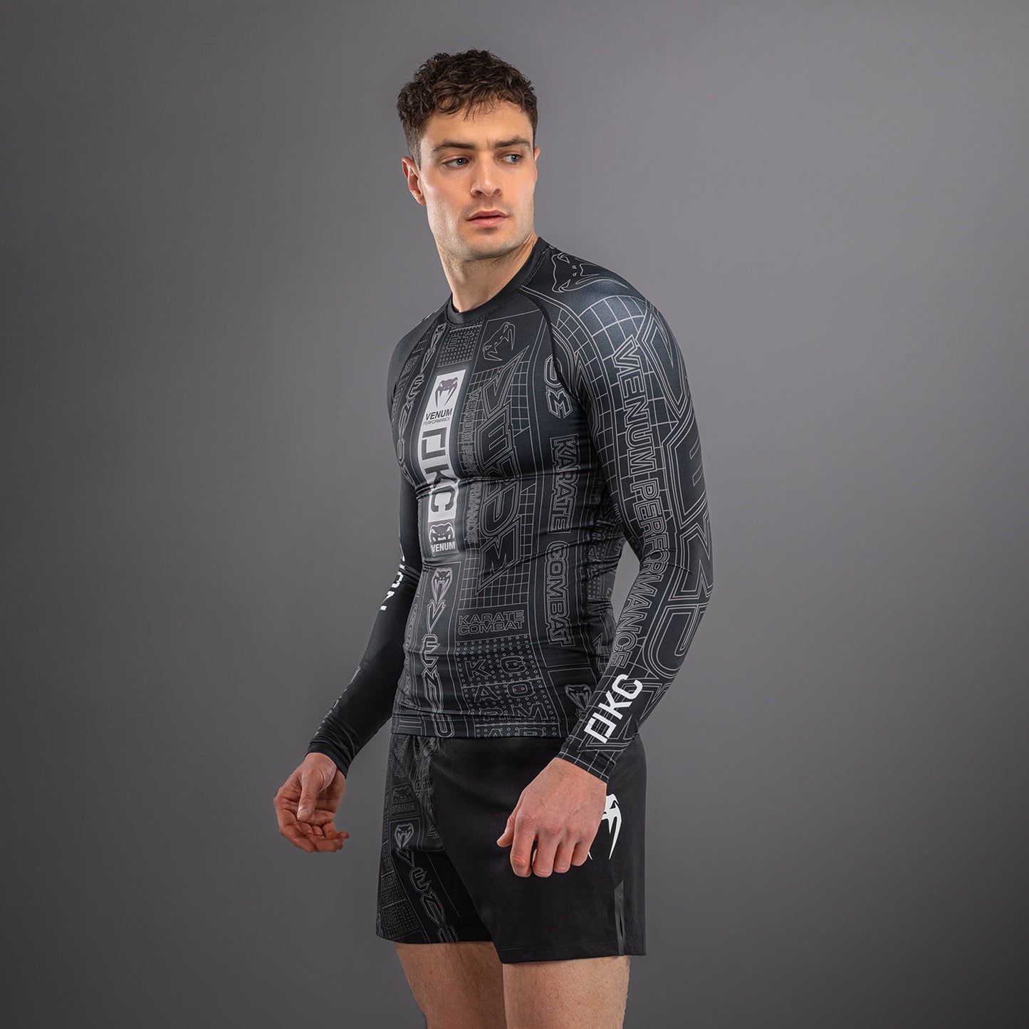 Karate Combat by Venum Langarm Rashguard – Schwarz/Grau