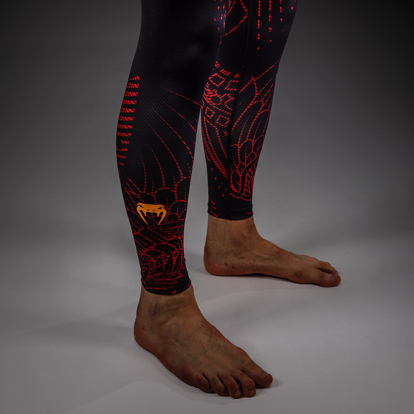 Venum Quetzal Fury Spats - Schwarz/Fury Rot/ Tangerine