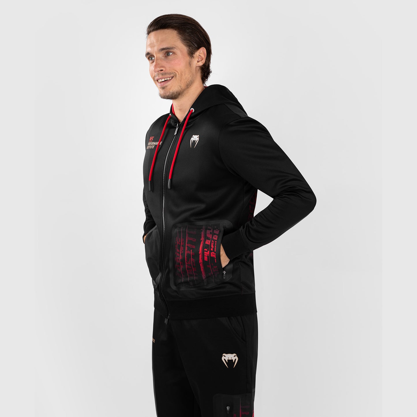 UFC Venum Performance Institute 2.0 Herren Zip Hoodie - Schwarz/Rot