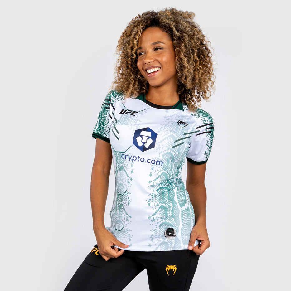 UFC Adrenaline by Venum Personalized Authentic Fight Night Damen Walkout Trikot - Emerald Edition - Weiß/Grün