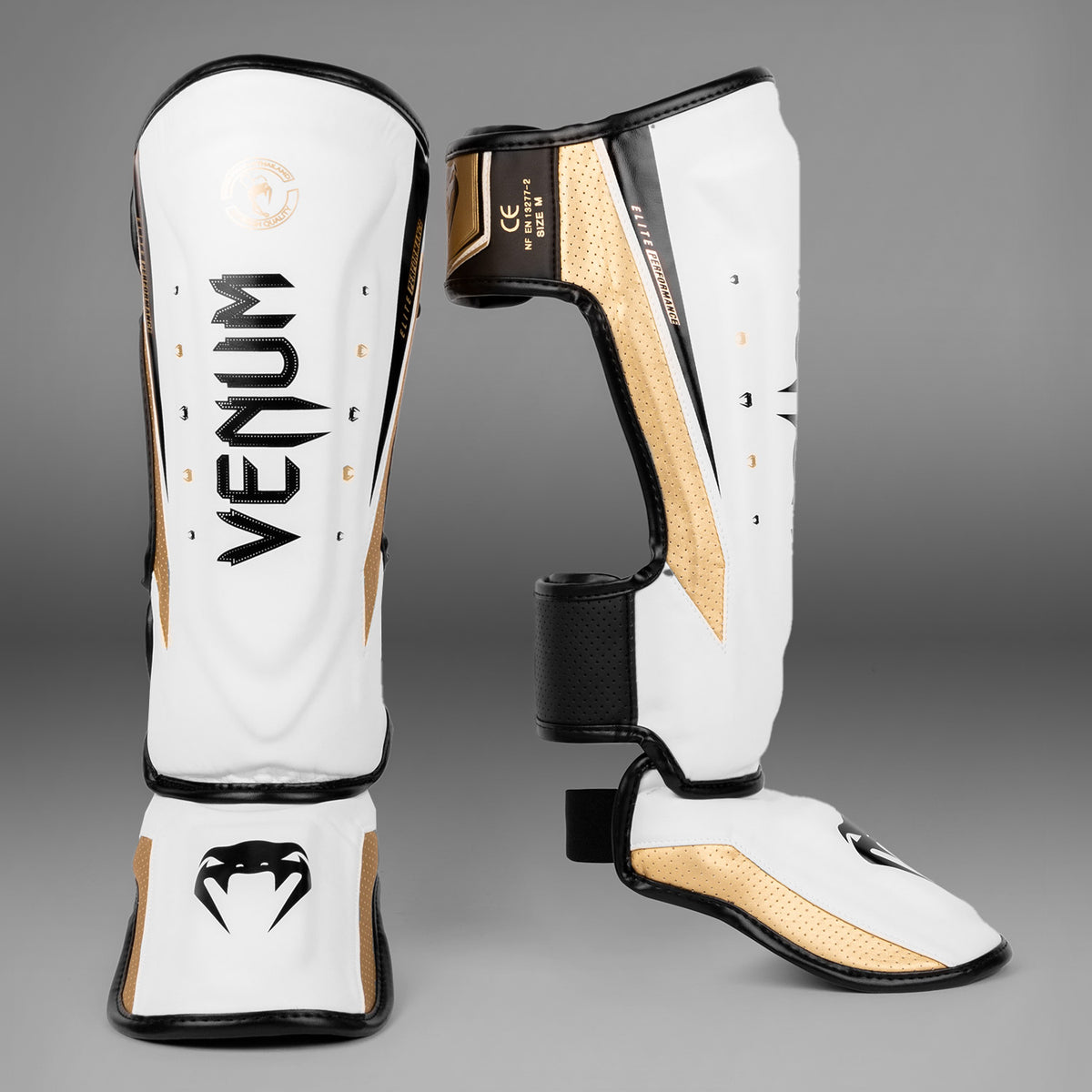 Venum Elite Evo Schienbeinschoner - Weiß/Gold