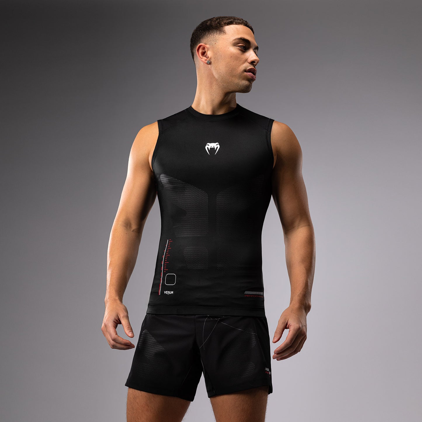 Venum Tactical XT Herren Rashguard ohne Ärmel - Schwarz/Feuerrot