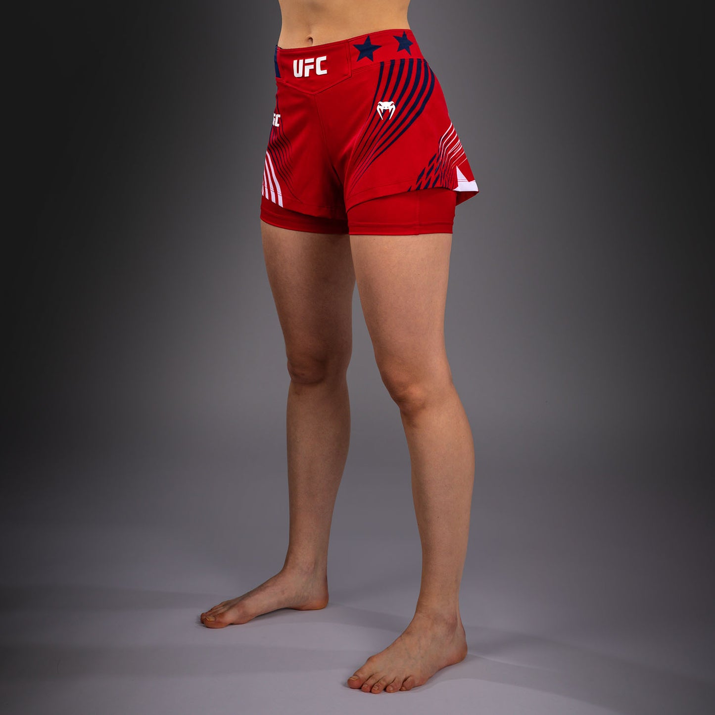 Official UFC Freedom 250 by Venum Authentic Fight Night Fight Shorts für Damen - Rot