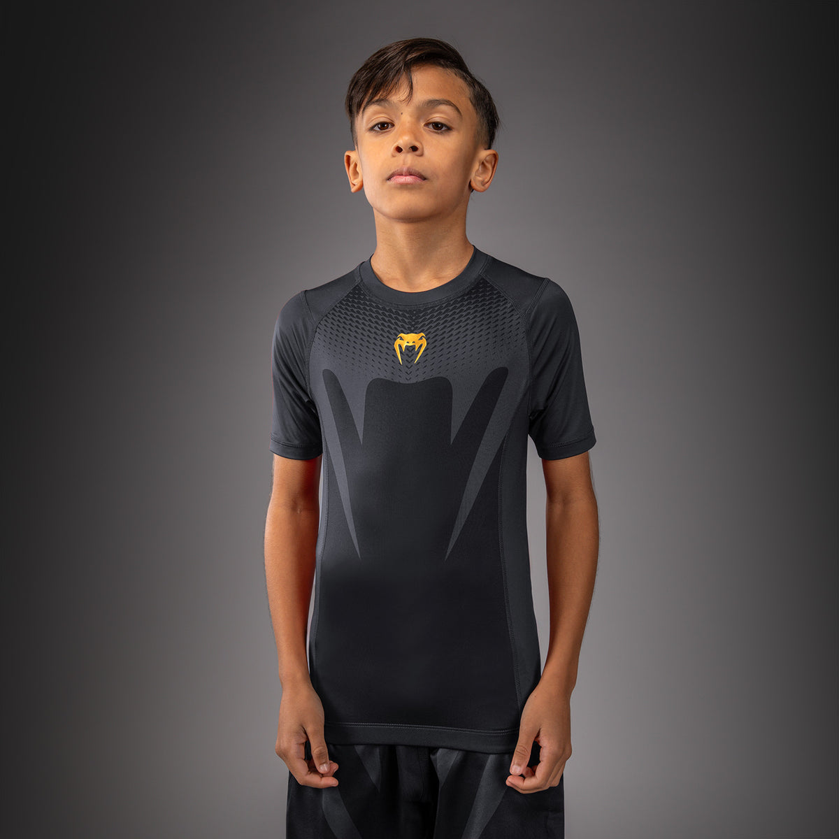 Venum Attack Kurzarm-Rashguard für Kinder - Schwarz/Gold