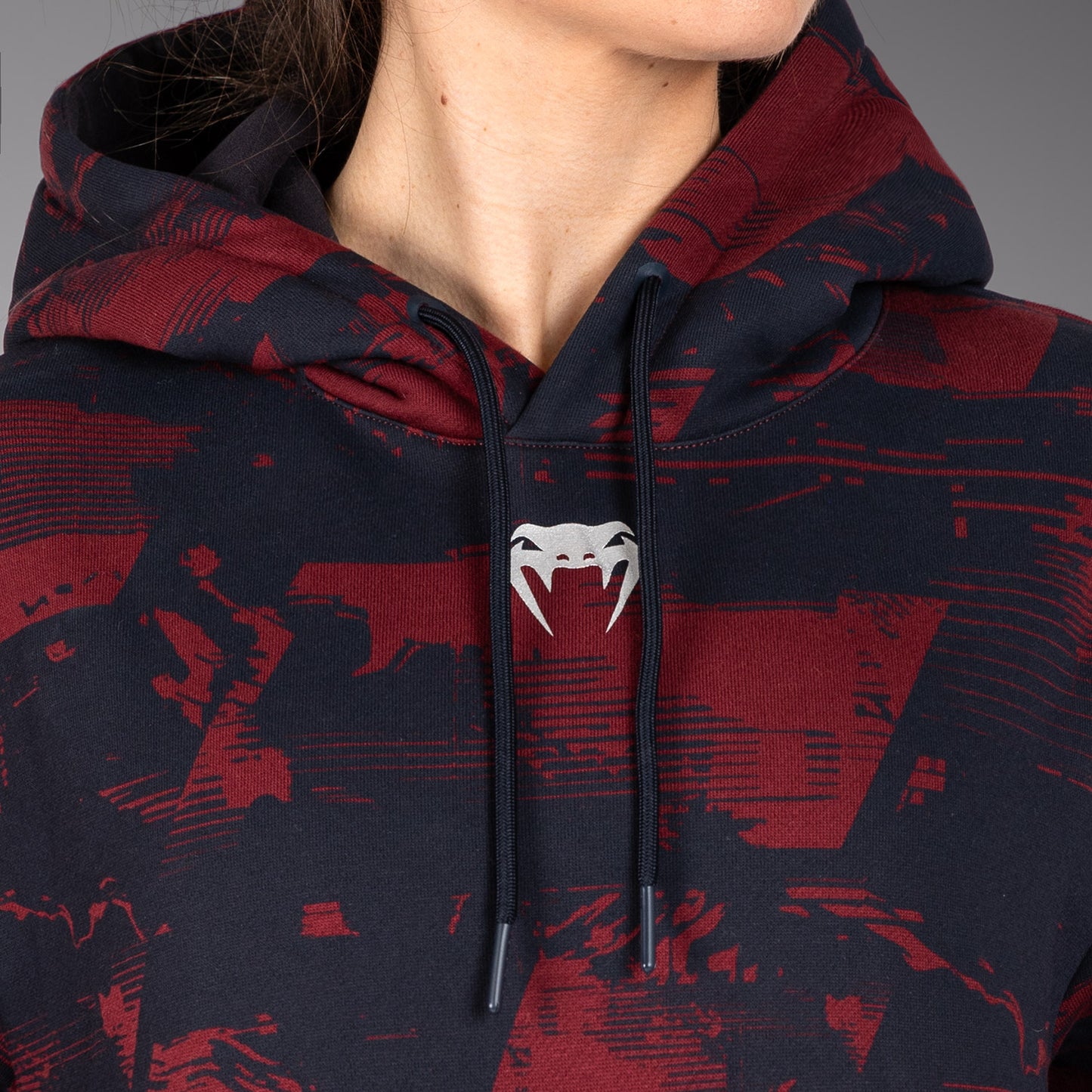 UFC Zenith by Venum Authentic Fight Week Pullover Hoodie Damen - Marineblau/Burgunderrot/Silber