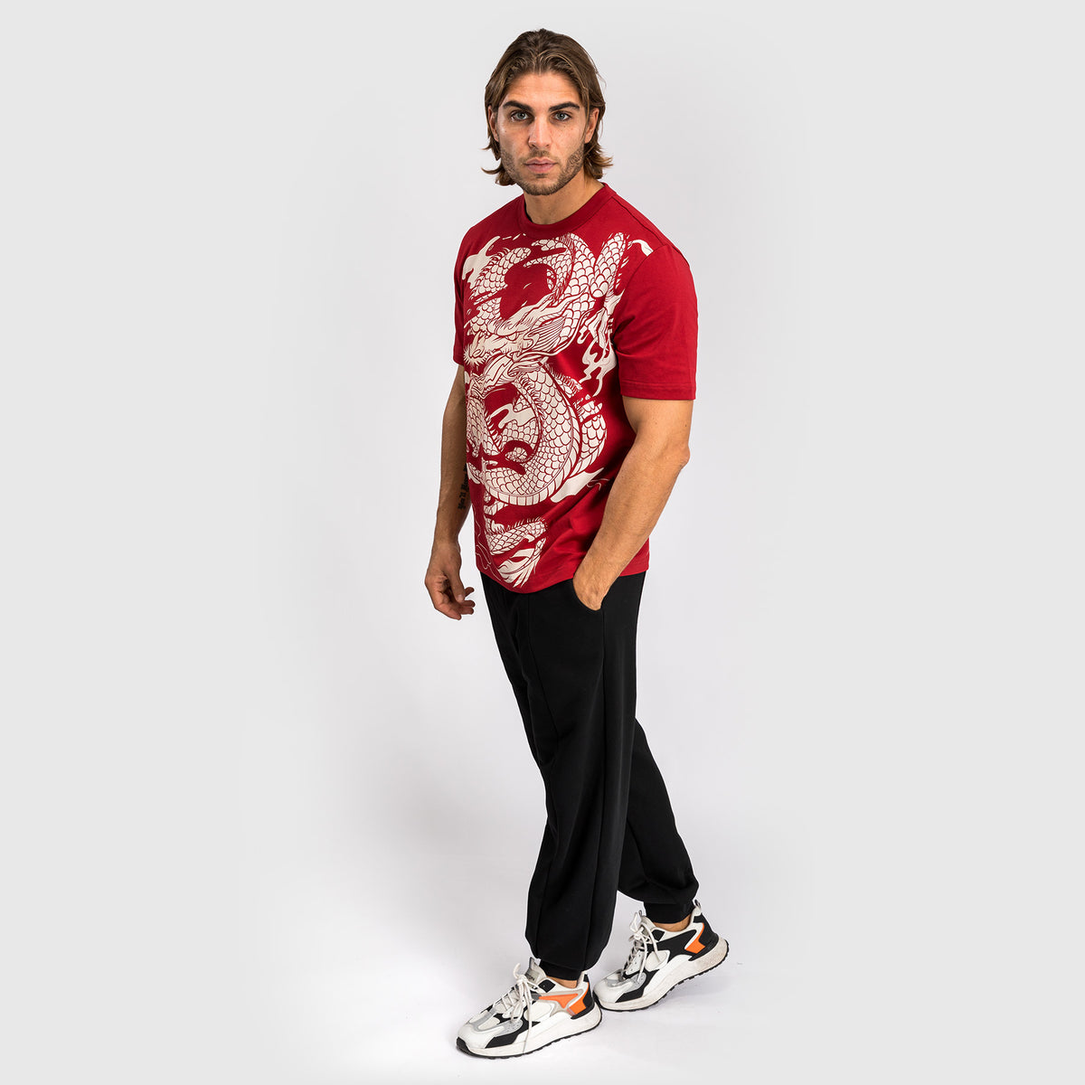 Venum Dragon’s Flight Herren T-Shirt - Kirschrot/Cremeweiß