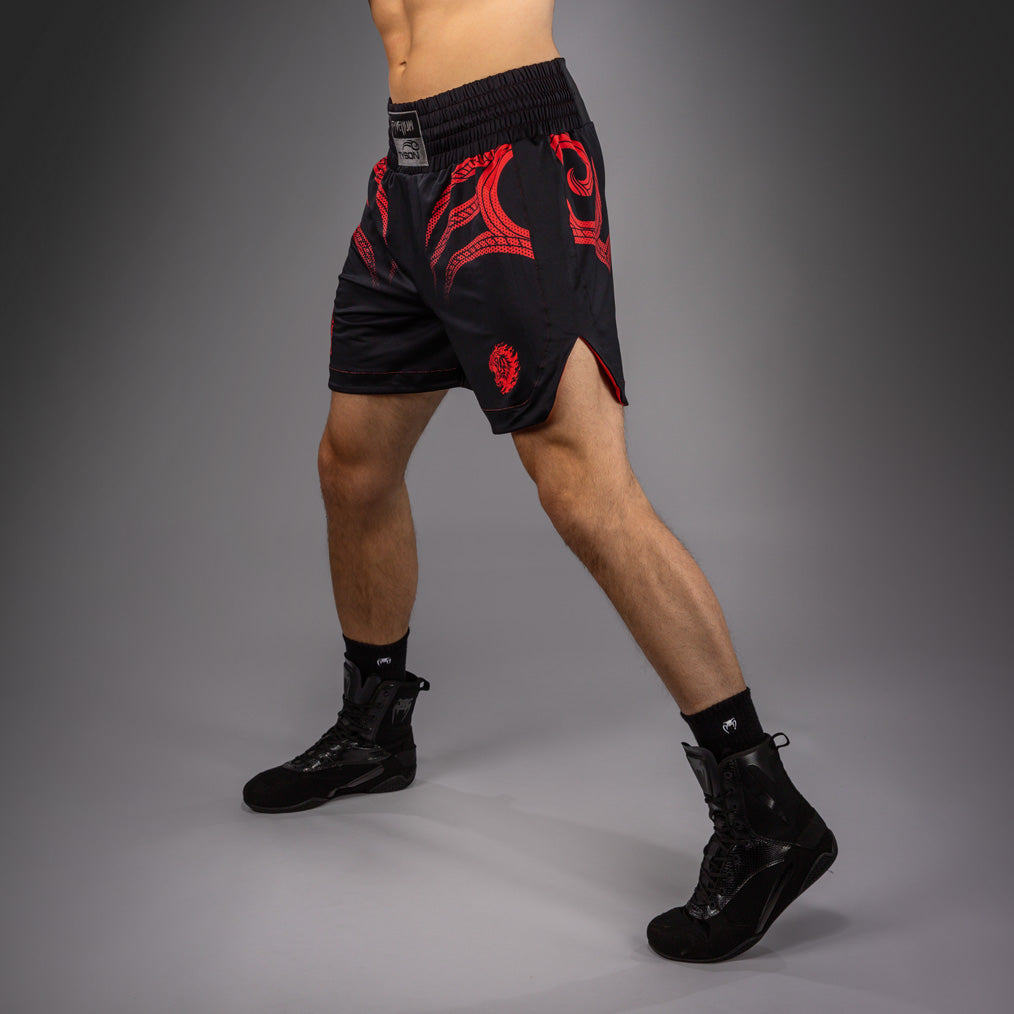 Venum x Mike Tyson Tiger Boxshorts - Tiefschwarz/Intensivrot