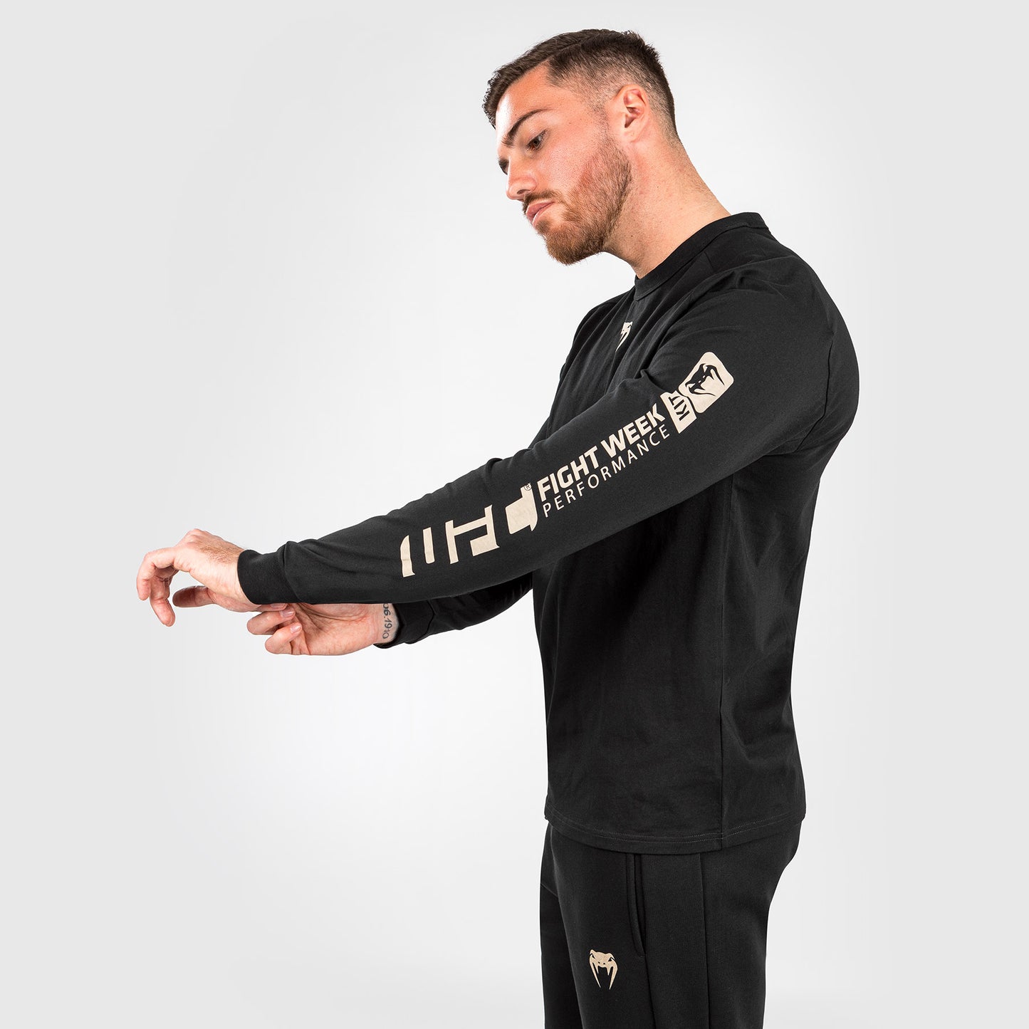 UFC Adrenaline by Venum Fight Week Langärmeliges Herren-T-Shirt - Schwarz