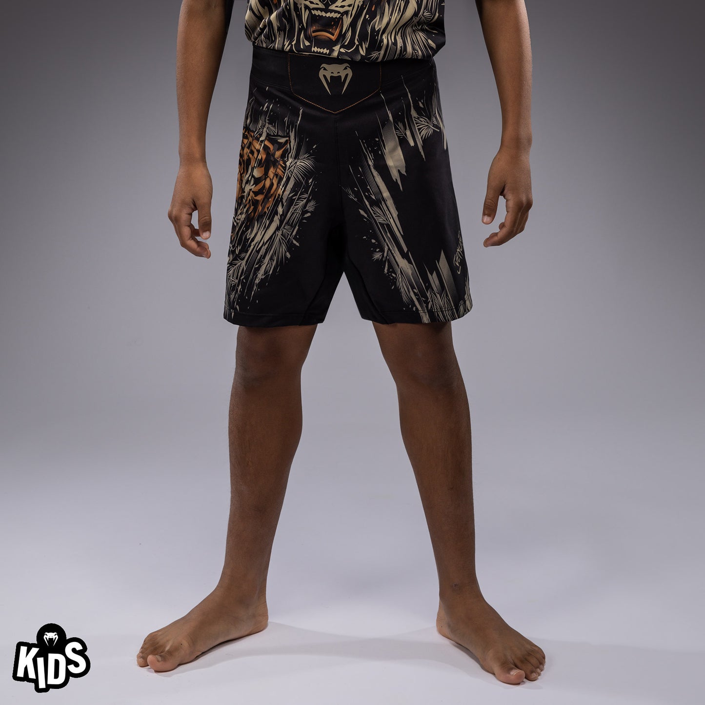 Venum Tiger Kinder Kampfshorts - Schwarz/Neonorange