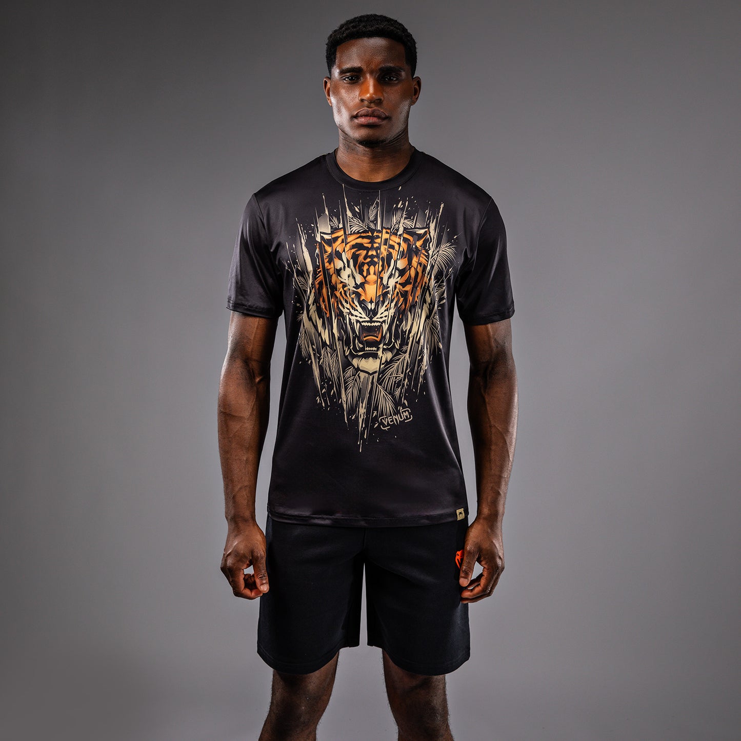 Venum Tiger Herren Dry Tech T-Shirt - Schwarz/Neon Orange