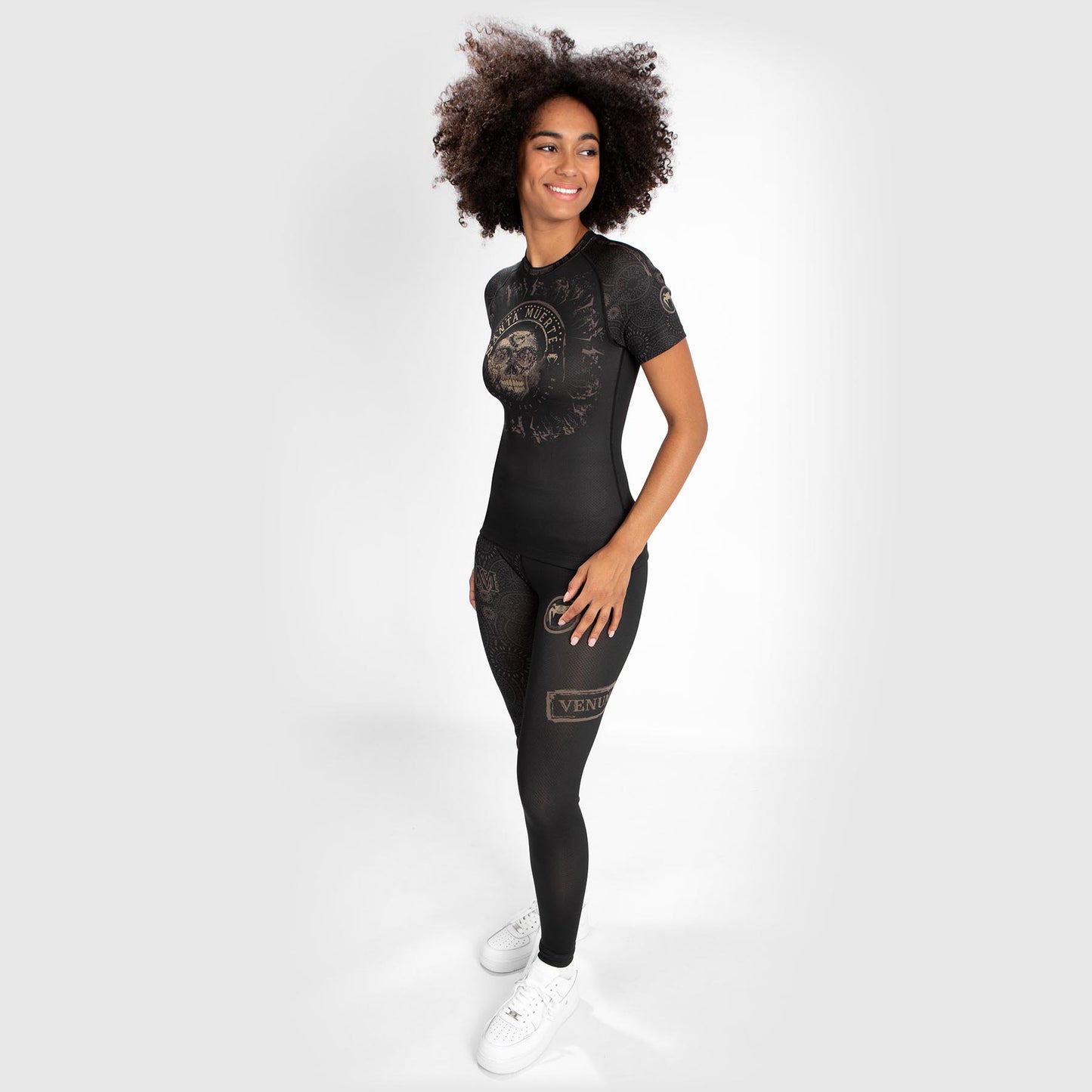 Venum Damen Santa Muerte Dark Side - Rashguard Kurzarm - Schwarz/Braun
