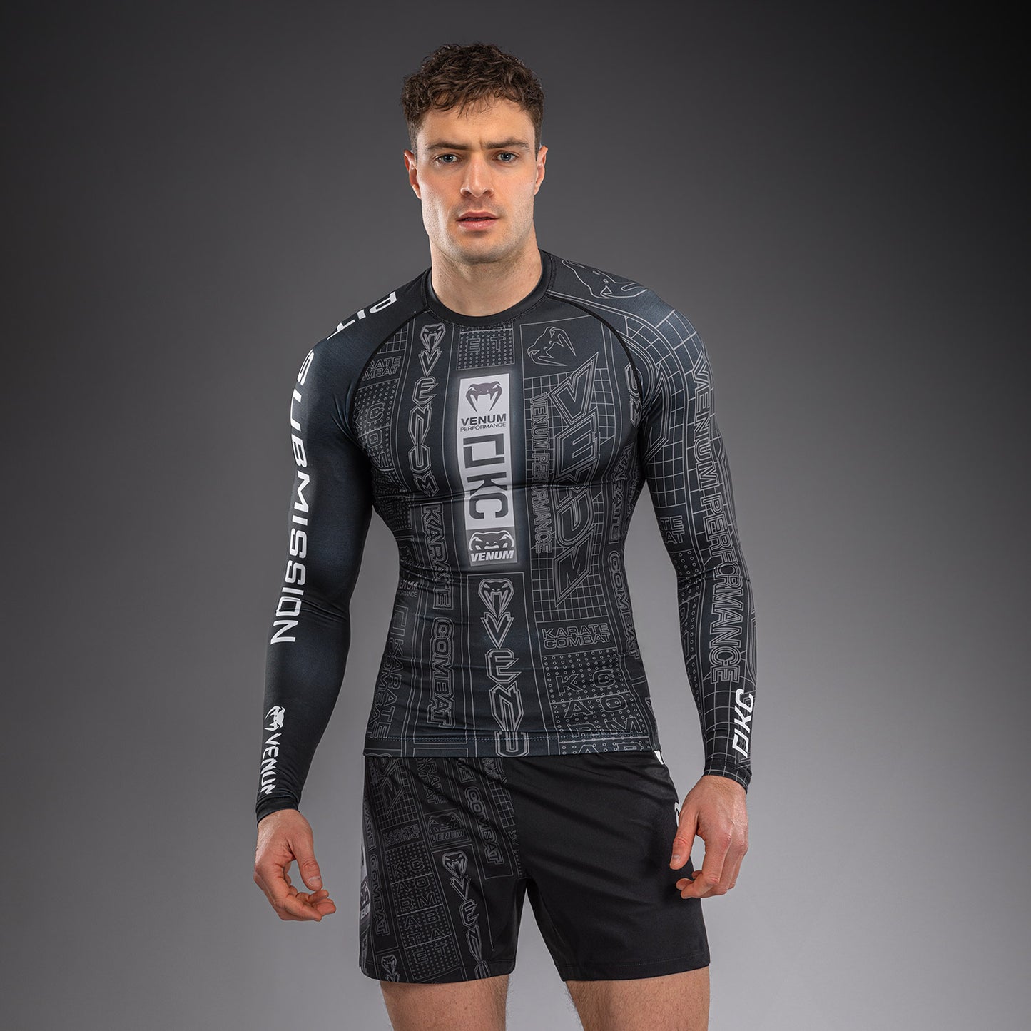 Karate Combat by Venum Langarm Rashguard – Schwarz/Grau