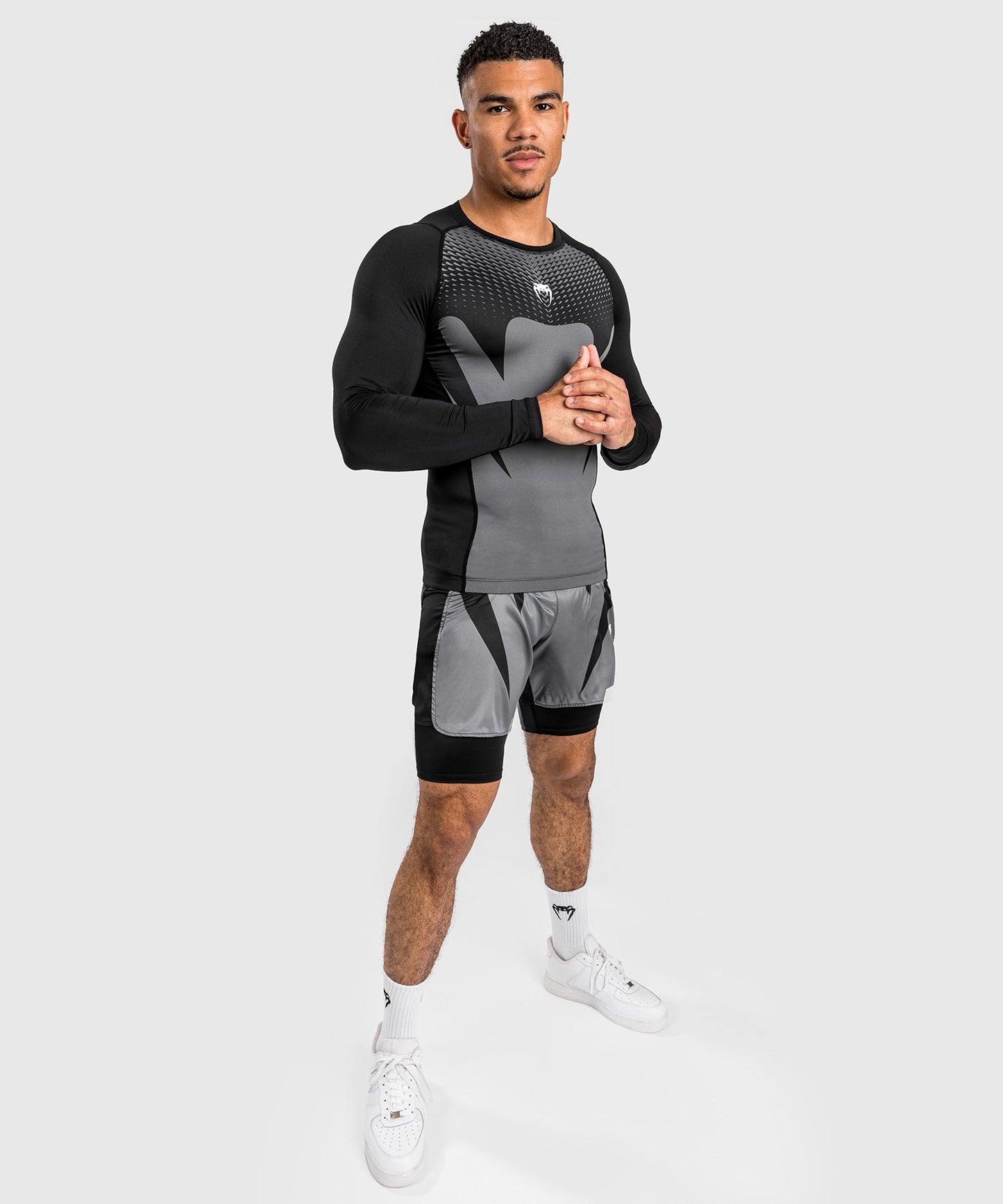 Venum Attack Herren Langarm Rashguard - Schwarz/Grau